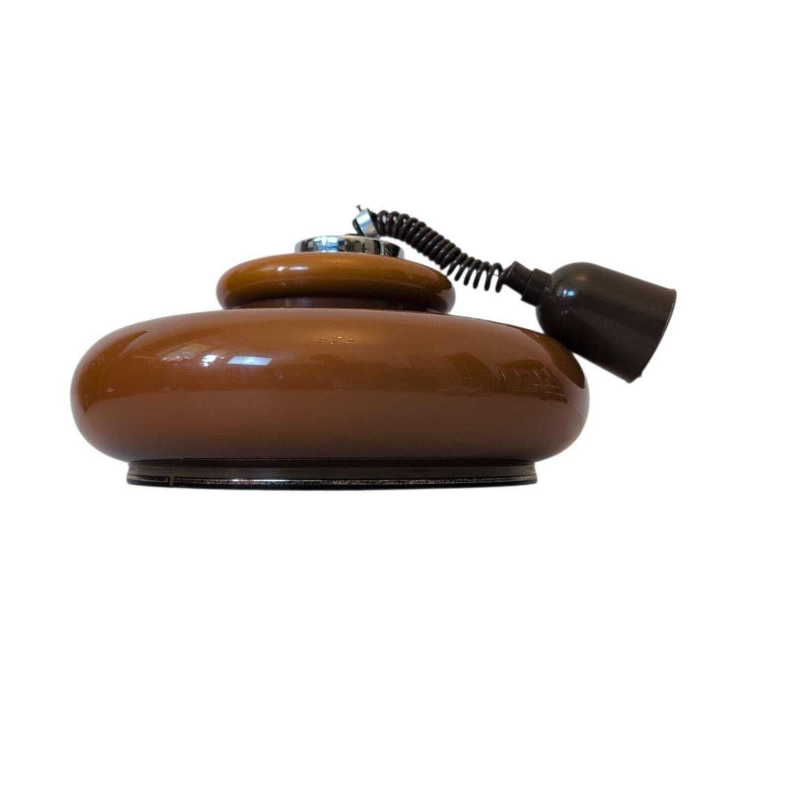 Vintage Space Age Bruine Ufo Plafondlamp Met Verstelbare Spot – Veermechanisme Voor Hoogteverstelling
