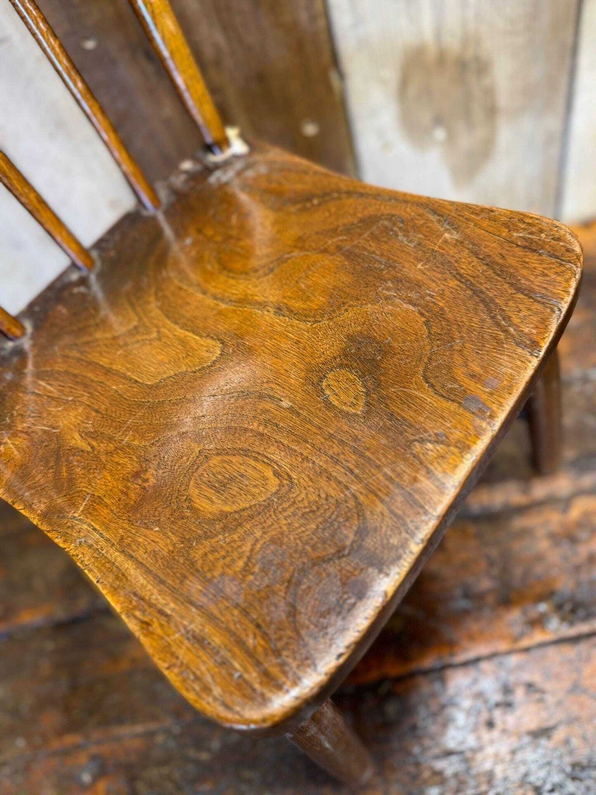 Antique Child’s Chair With Elm Seat – Nursery Book Display Plant Stand Chair B photo Furniture