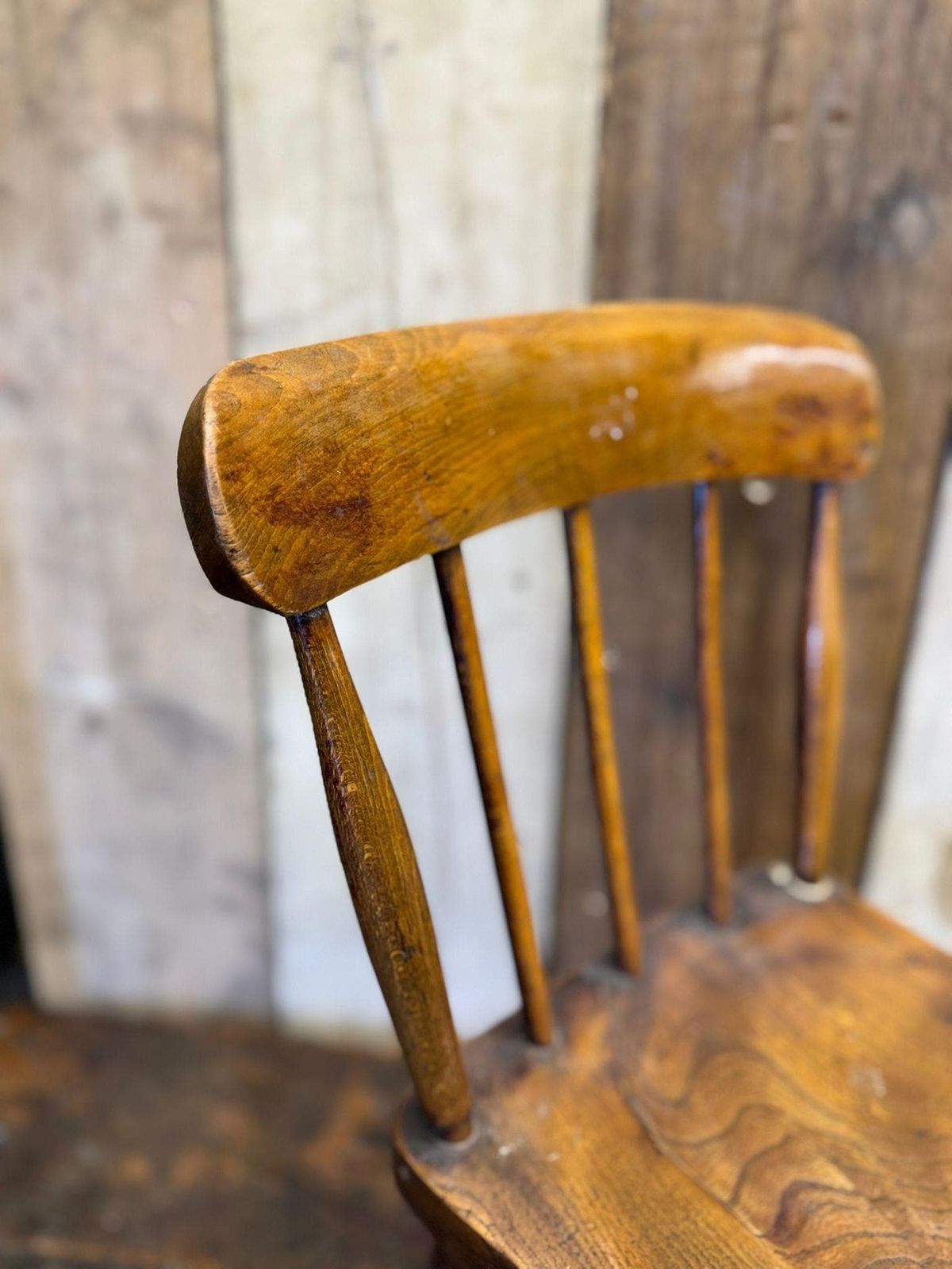 Antique Child’s Chair With Elm Seat – Nursery Book Display Plant Stand Chair C photo for sale