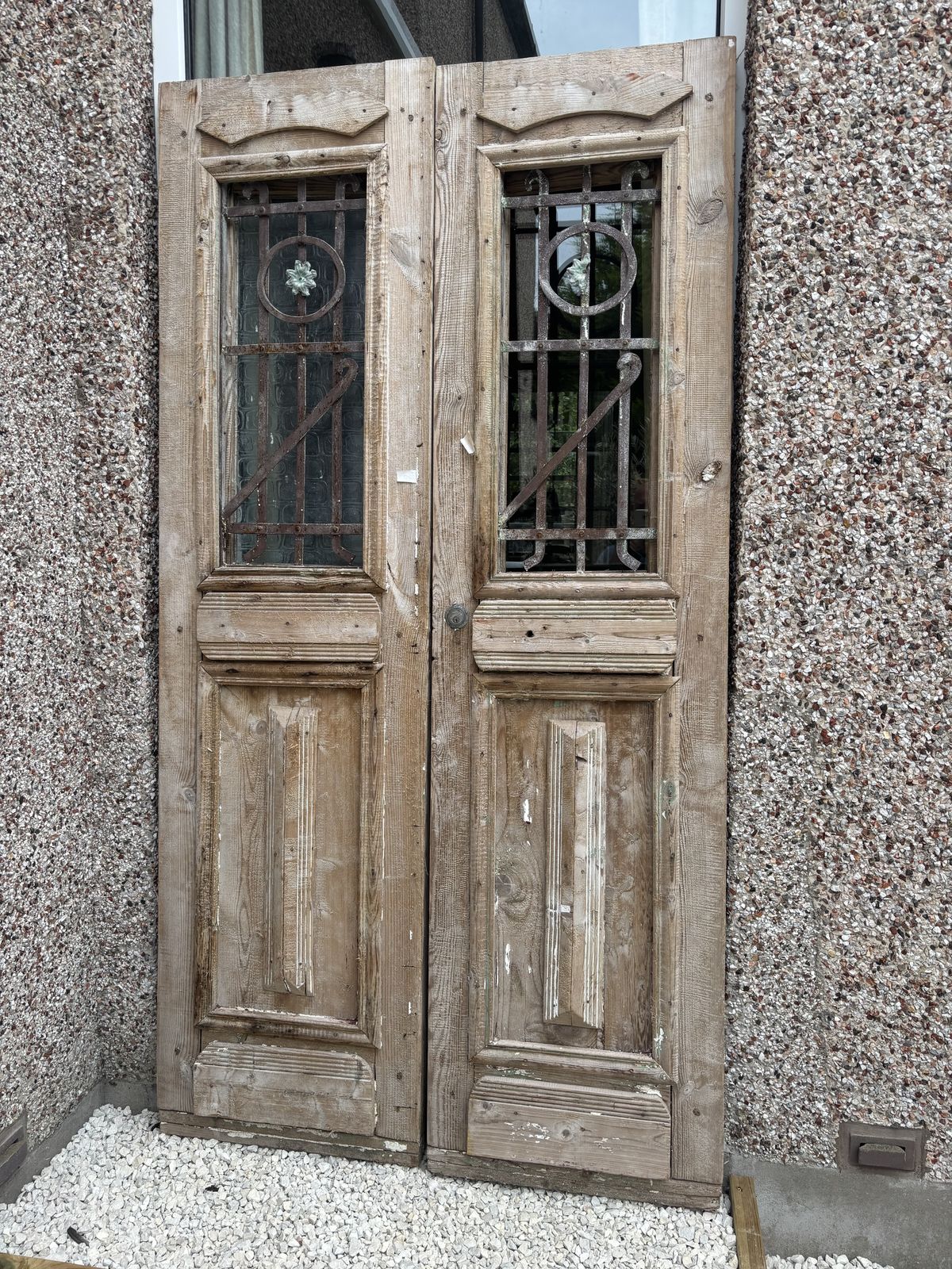 Pair Of Antique French Doors Wih Beautiful Detailing And Metalwork photo Home Fixtures