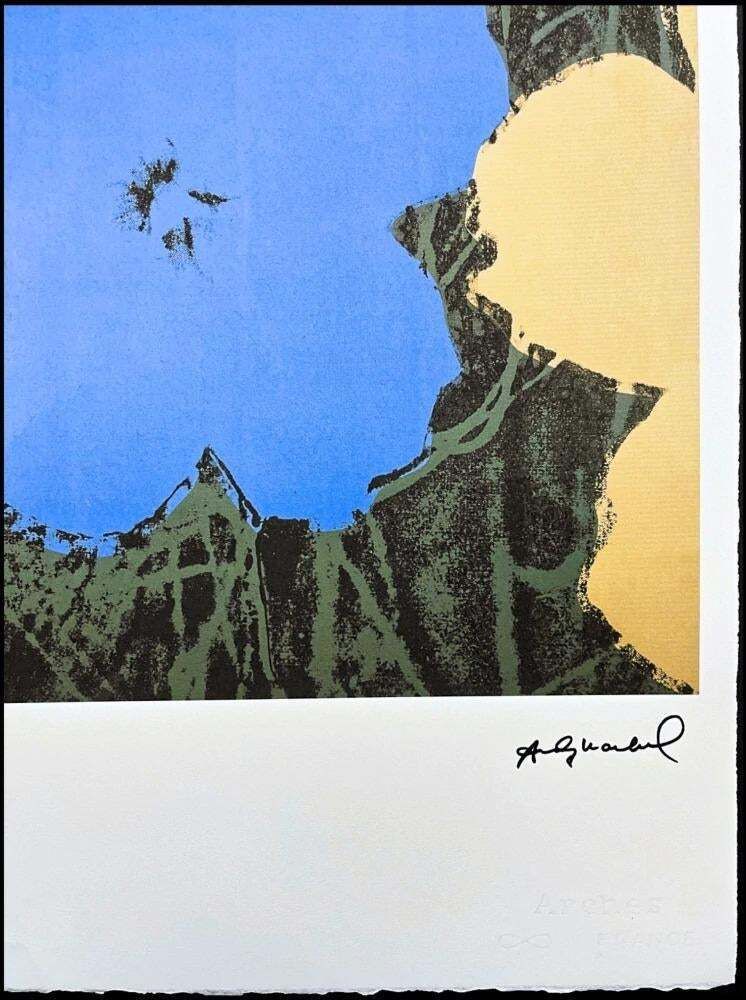 After Andy Warhol, Flowers Blue Yellow, 1980s, Lithograph photo Art