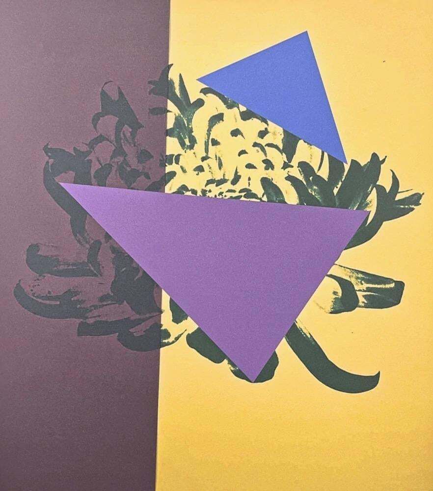 After Andy Warhol, Chrysanthemum Purple Yellow With Triangles, 1980s, Lithograph photo for sale