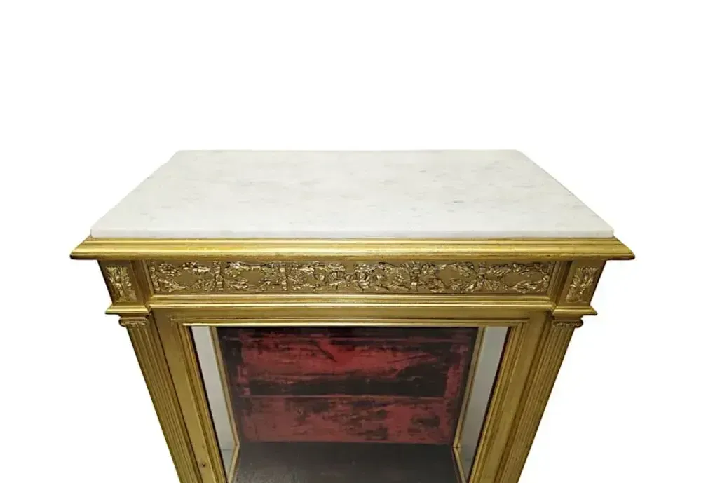 A Very Rare And Unusual 19th Century Pair Of Giltwood Marble Top Pier Cabinets photo vinterior