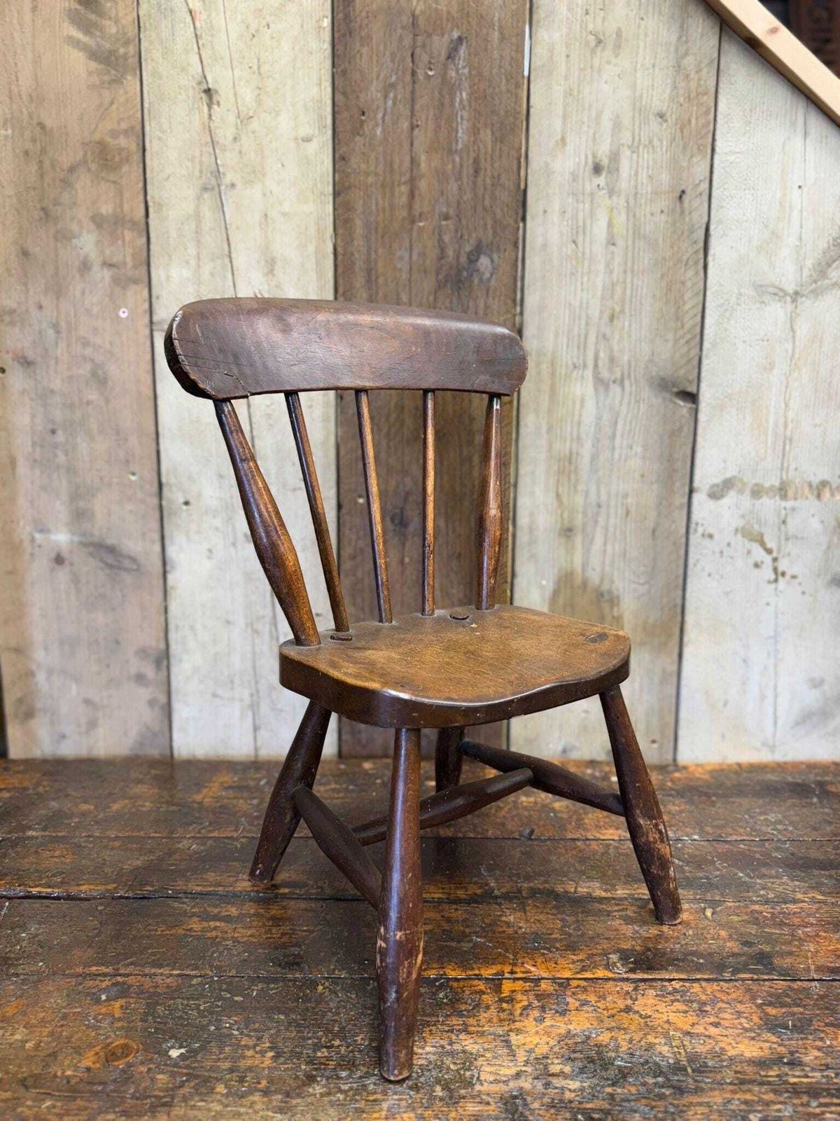 Antique Child’s Chair With Oak Seat – Nursery Book Display Plant Stand Chair A photo furniture