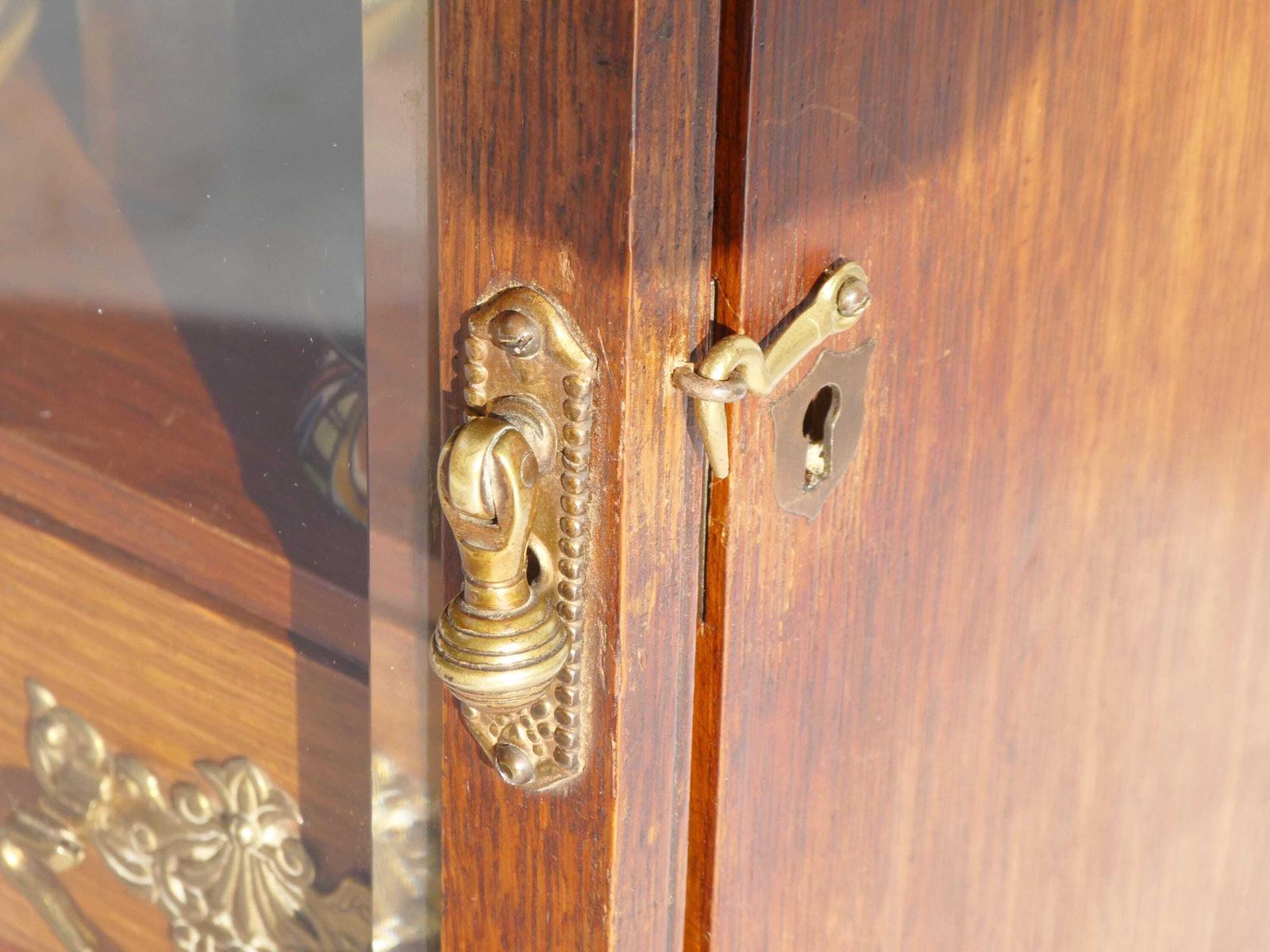 Edwardian Antique Oak Smokers Cabinet, Small Humidor Cabinet With Brass Details And Ceramic Pot With Plates, Wooden Display With Drawers photo buy