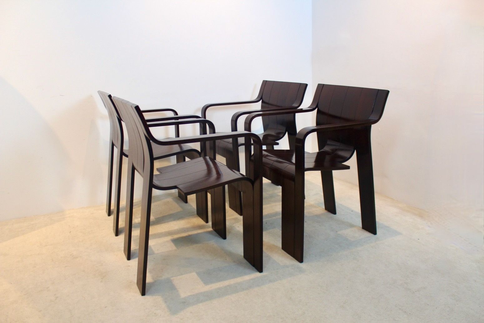 photo furniture Set Of Four ‘Strip’ Dining Chairs With Armrests By Gijs Bakker For Castelijn