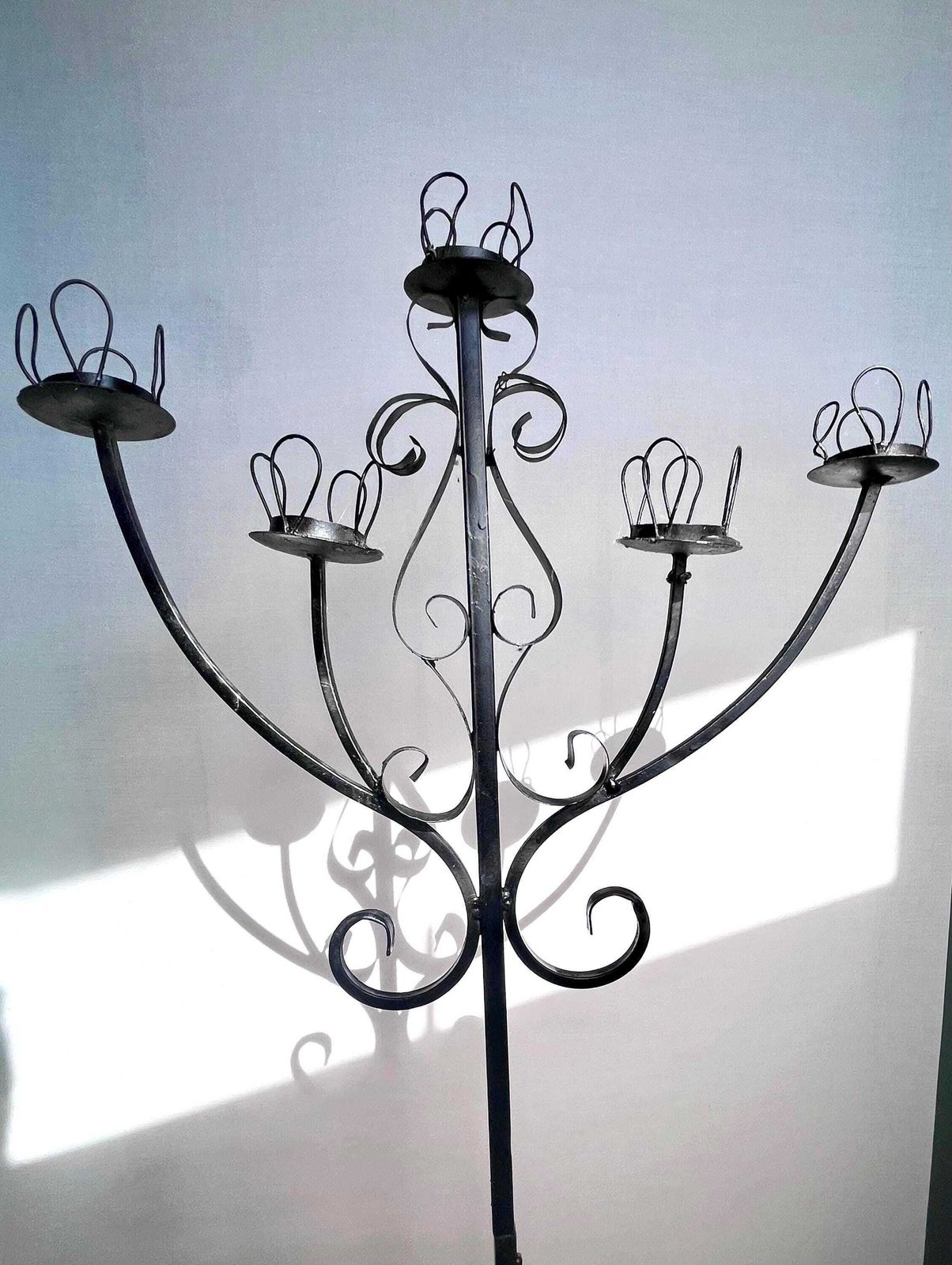 Black Gothic Floor Standing Candleabra.Spanish Revival Candleholder.Rustic Home Decor.Gothic Decor.Dark Interior. Boho Decor