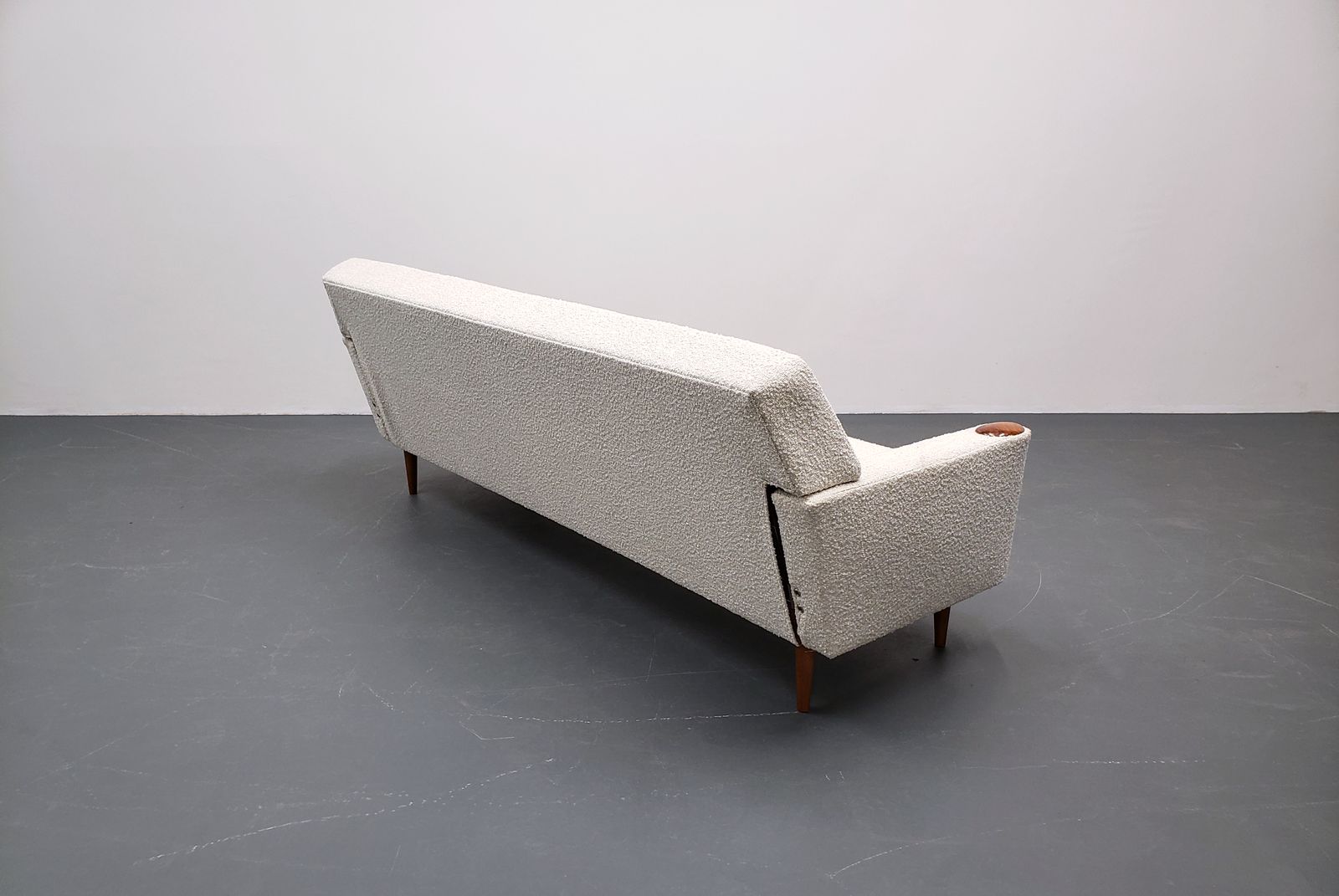 Furniture Mid Century Danish Sofa In Premium Ivory Boucle photo