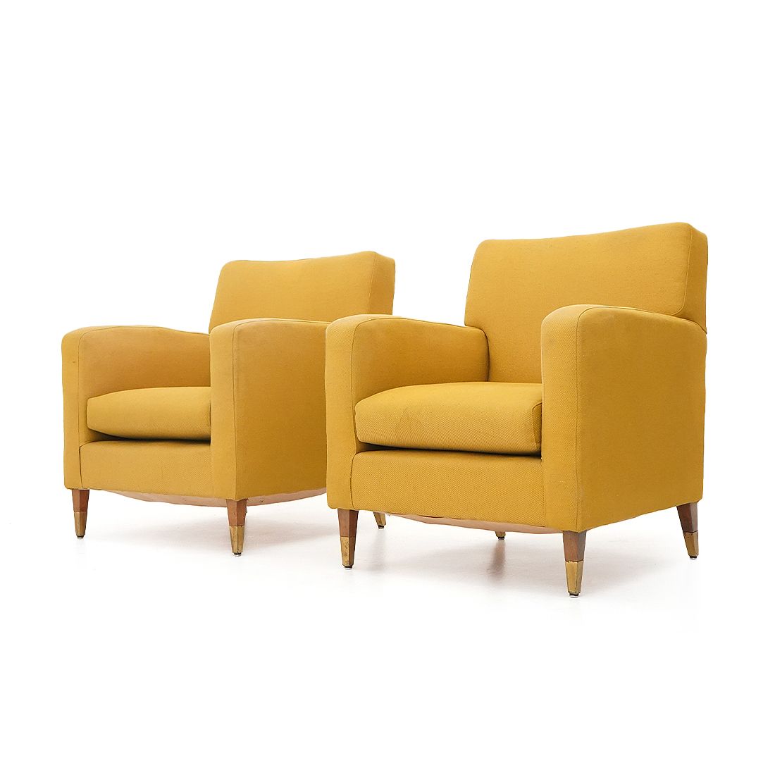 Pair Of Yellow Fabric Armchairs, 1950s photo for sale