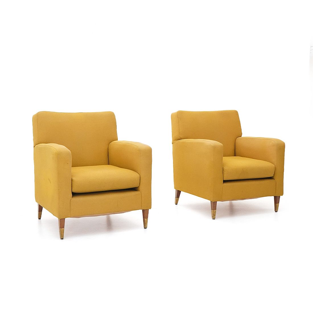 Pair Of Yellow Fabric Armchairs, 1950s photo furniture