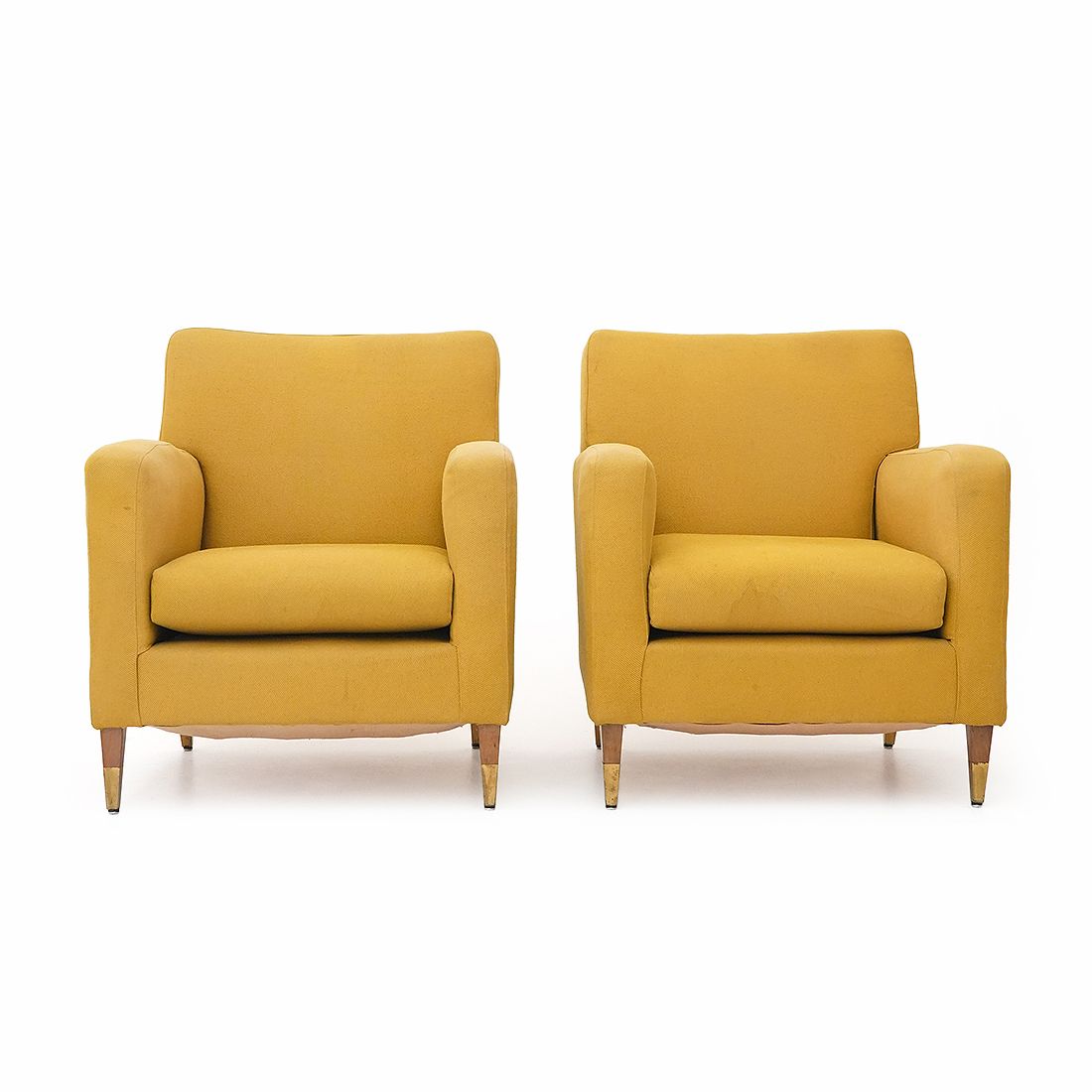 Pair Of Yellow Fabric Armchairs, 1950s photo vinterior