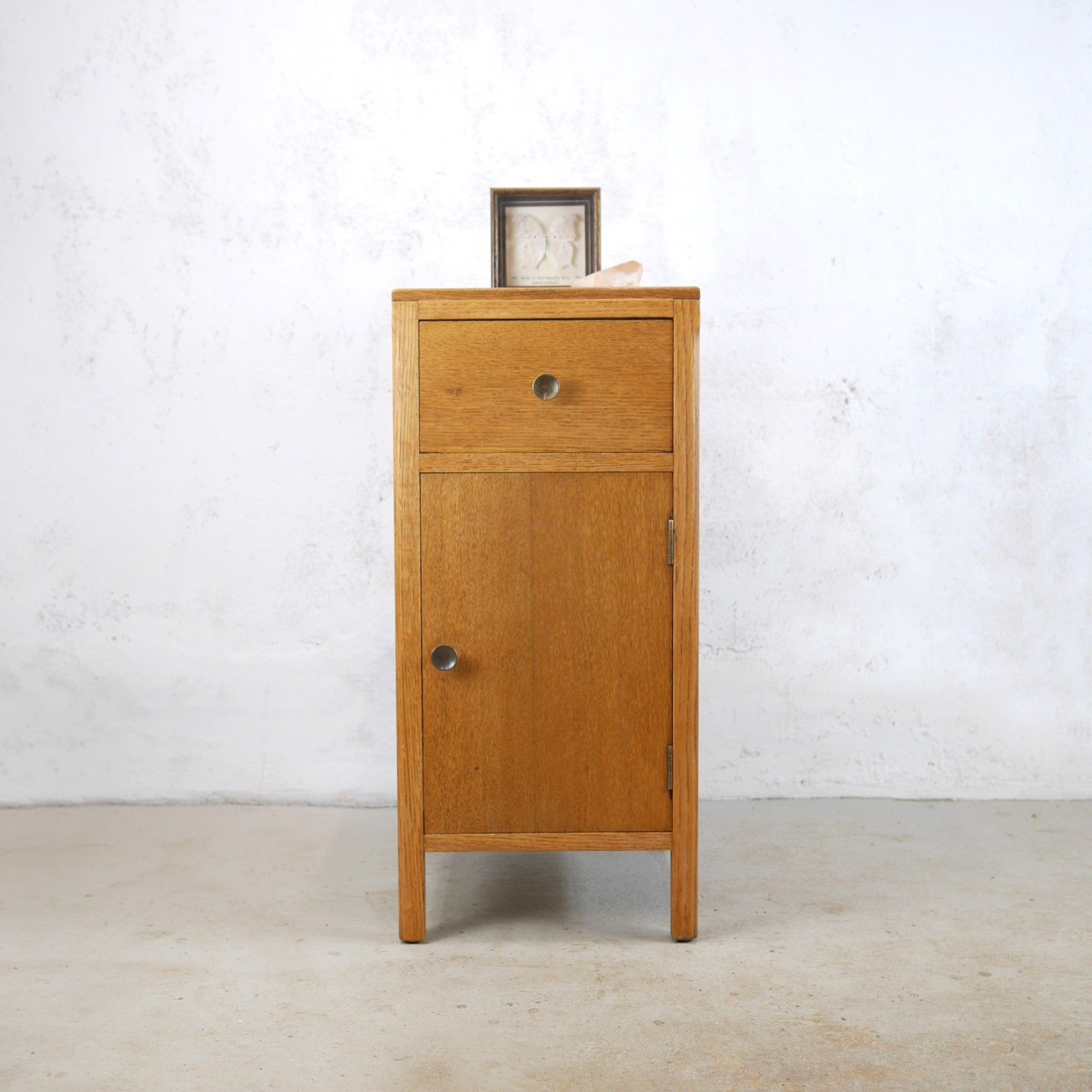 Vintage Early 20th Century Oak Bedside Pot Cabinet Nightstand #102938
