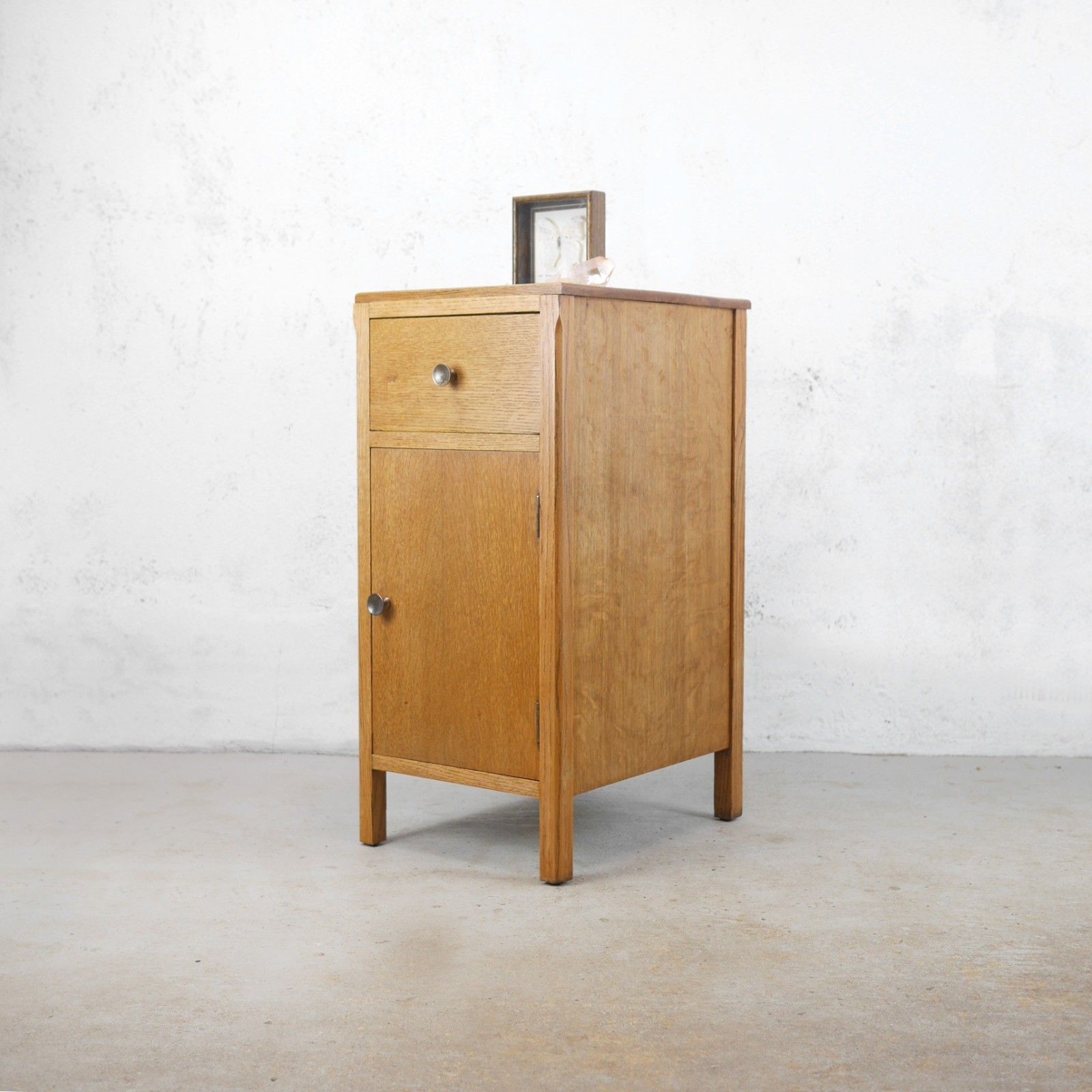 Vintage Early 20th Century Oak Bedside Pot Cabinet Nightstand #102938 photo vinterior