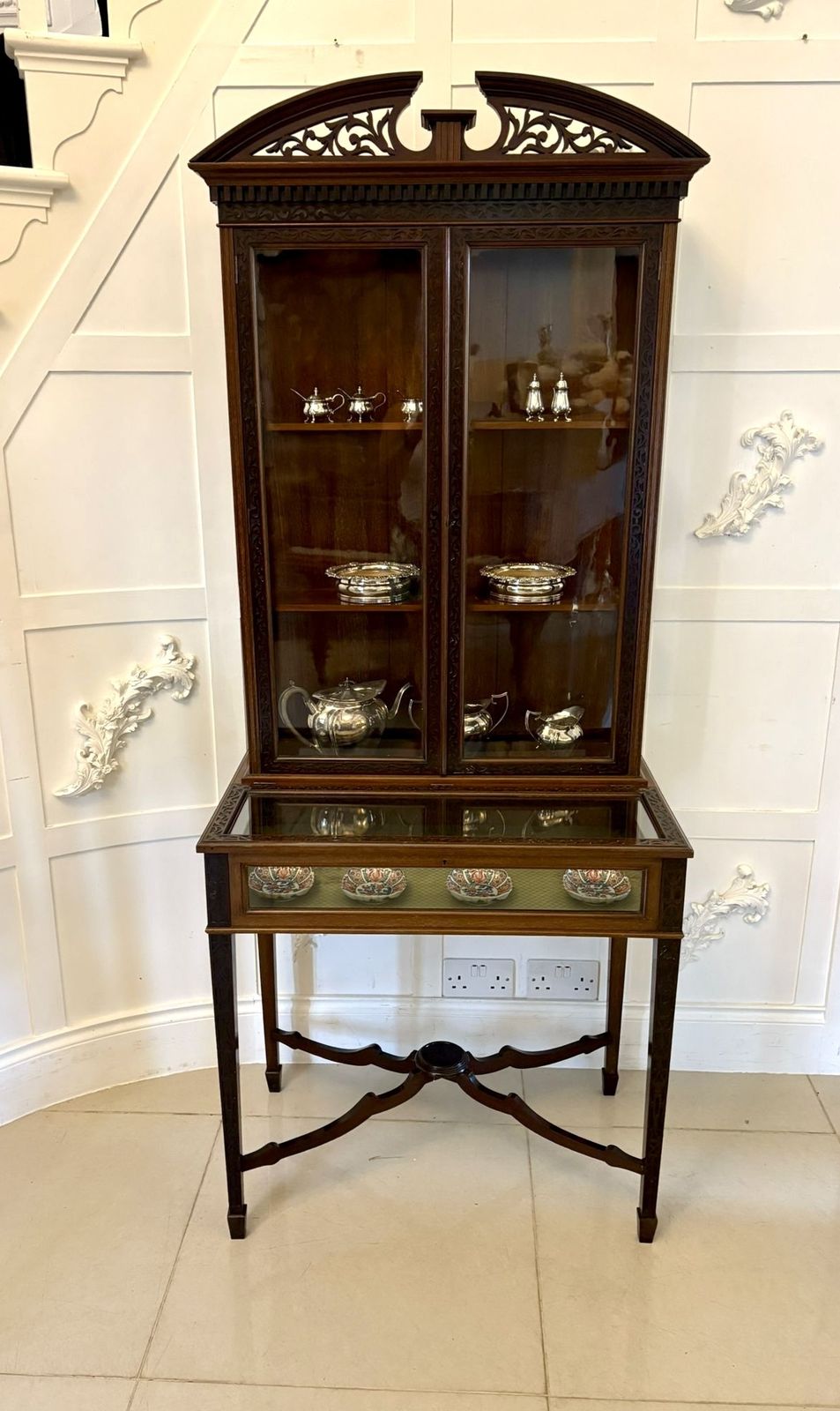Antique 19th Century Quality Carved Mahogany Bijouterie Display Cabinet photo Furniture