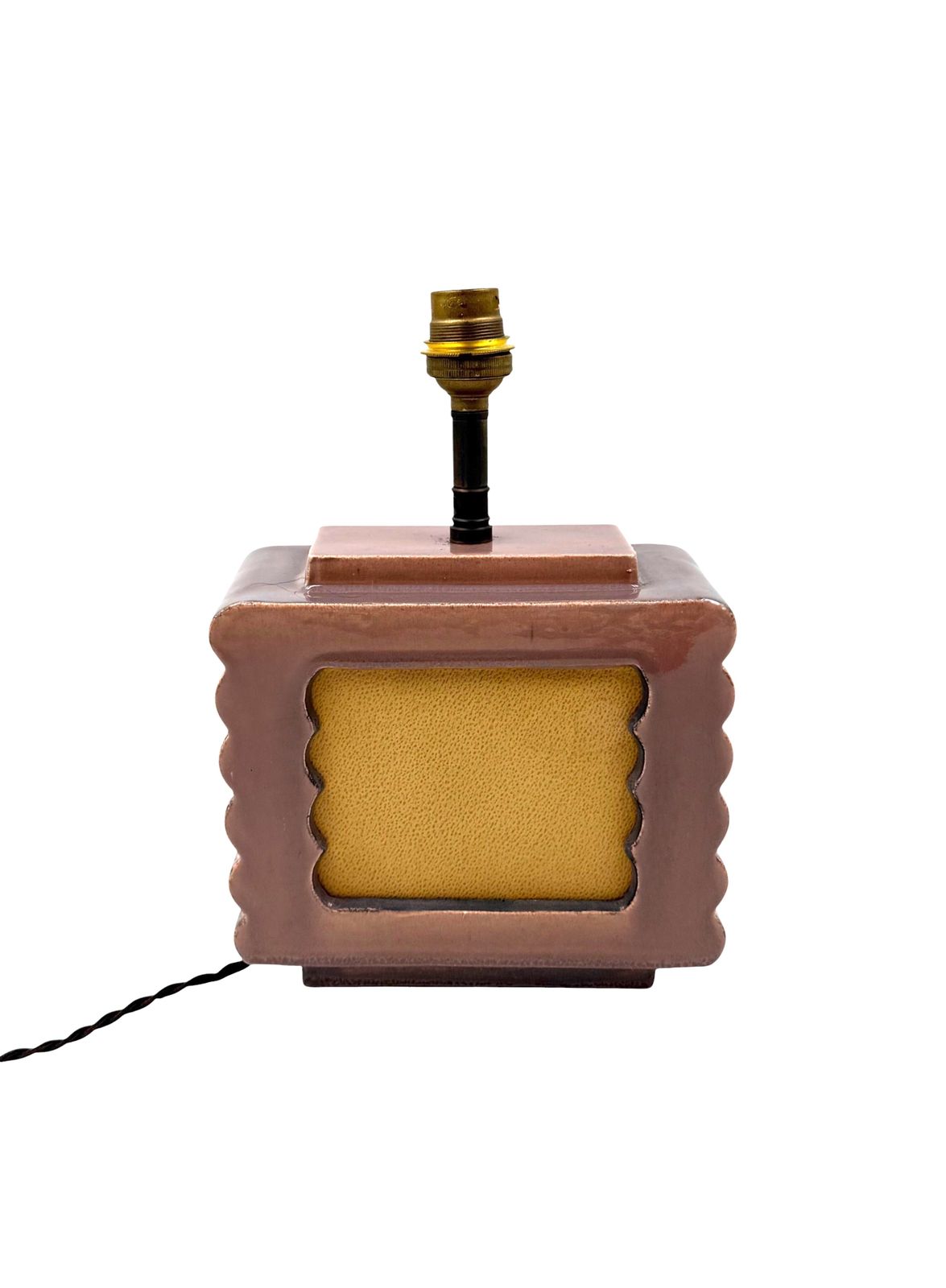 Art Deco Ceramic Table Lamp, Andre Fau Boulogne France Circa 1940s photo vintage