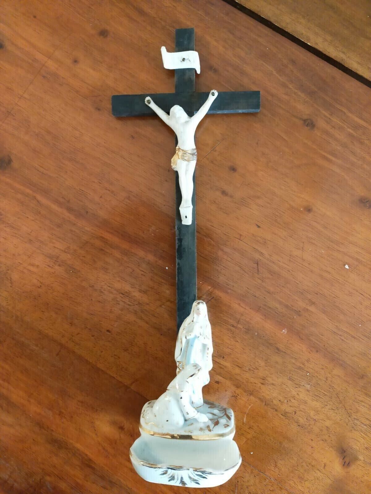 Antique Porcelain Christ Crucified Water Sanctuary