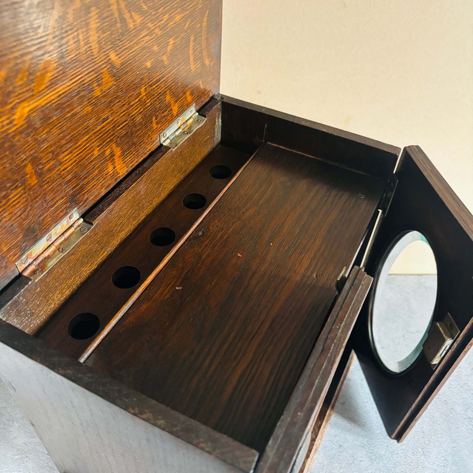 Arts & Crafts Oak Smokers Display Cabinet photo vintage