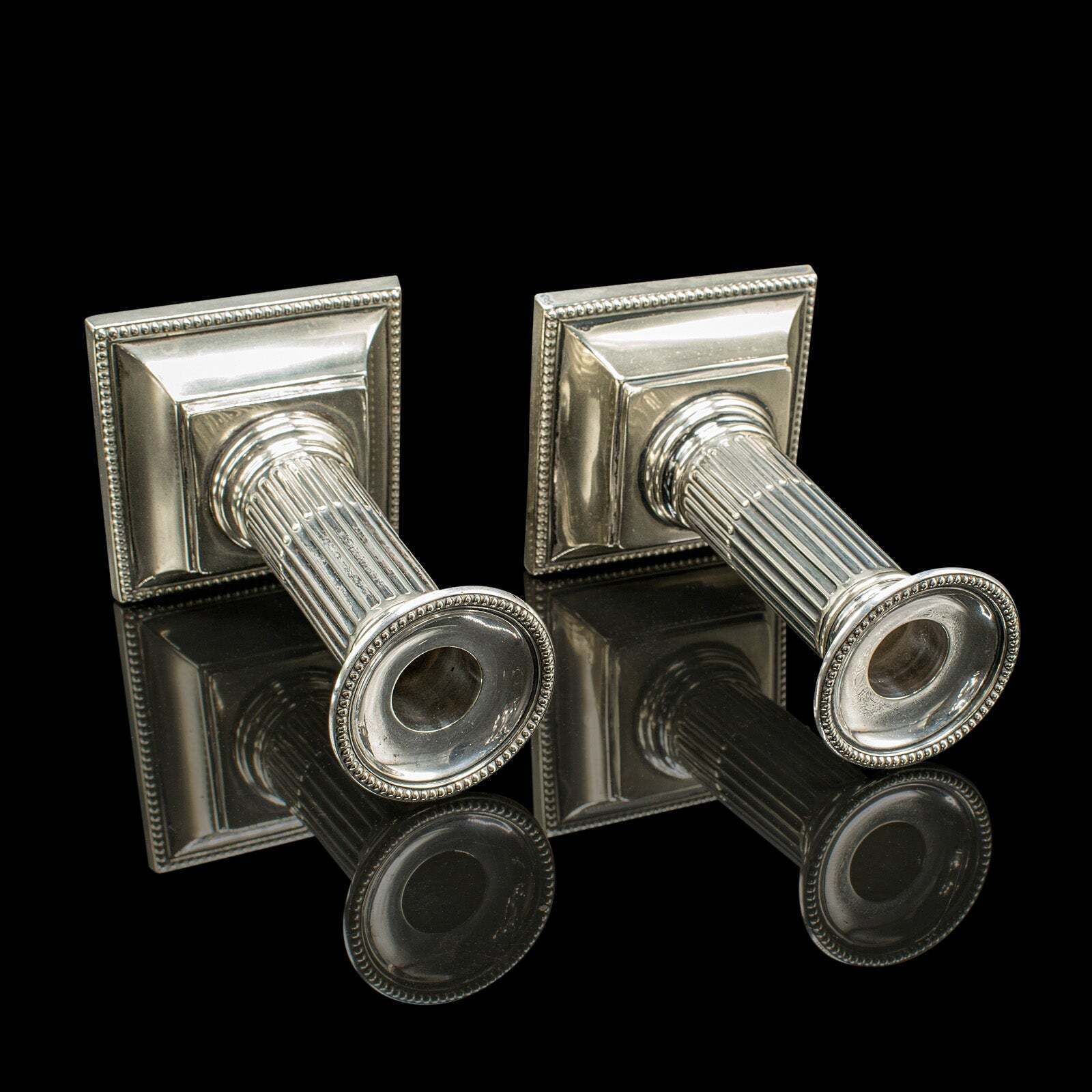 photo furniture Pair Of Antique Candlesticks, English, Silver Plate, Candle Stand, Victorian