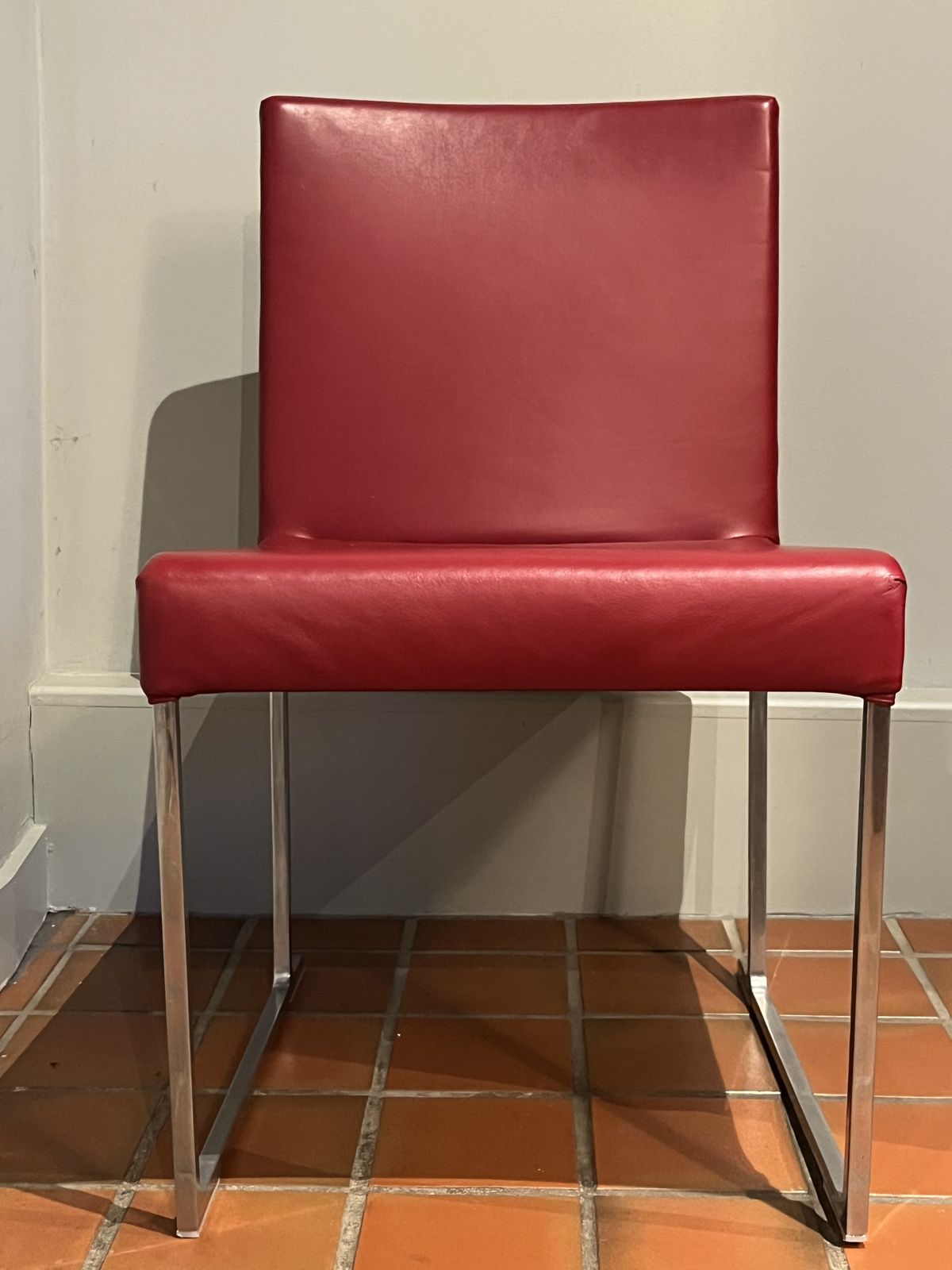Dining Chairs B&B Italia Magenta Leather And Brushed Aluminium photo furniture