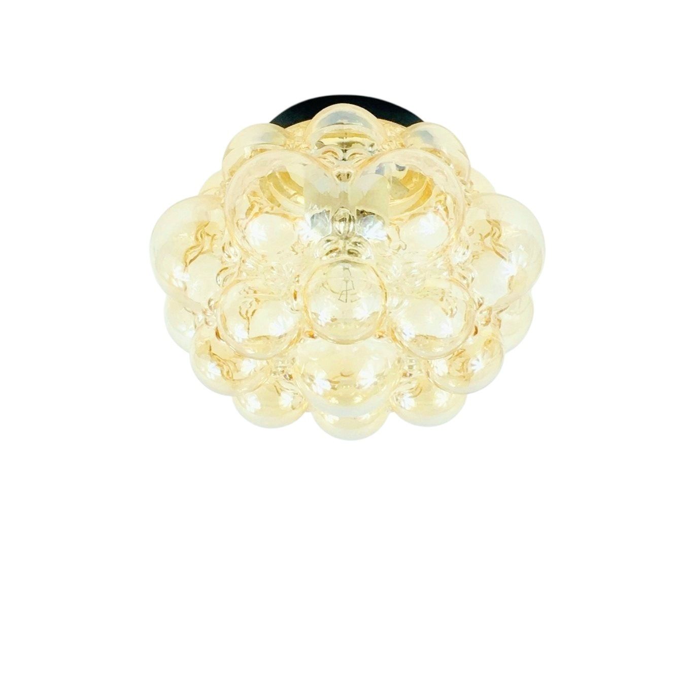 Mid Century Amber Bubbelglas Plafondlamp Van Helena Tynell Voor Limburg, Duitsland, Jaren 1960/1970