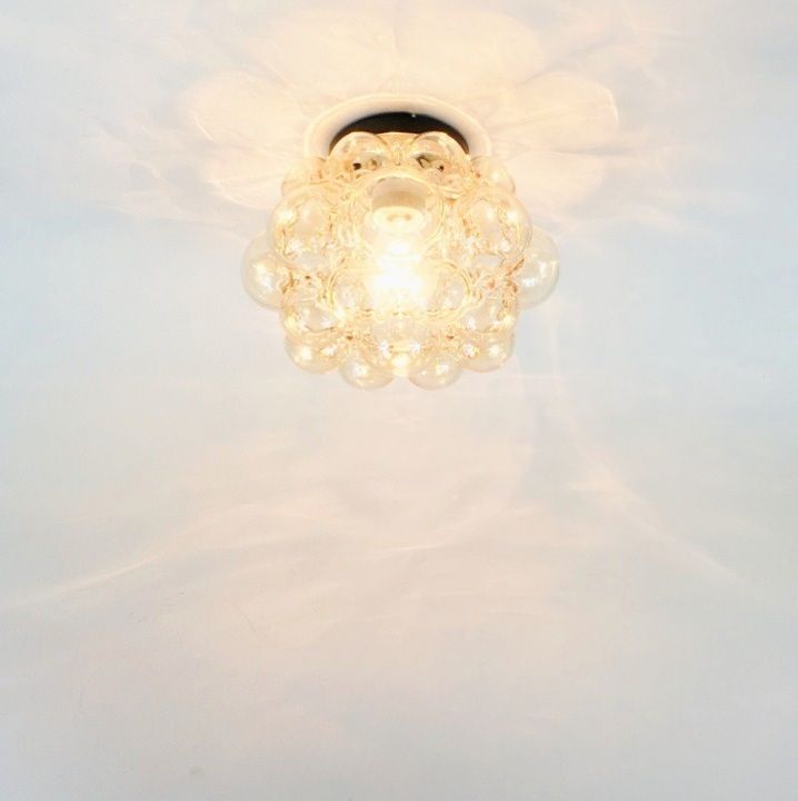 Mid Century Amber Bubbelglas Plafondlamp Van Helena Tynell Voor Limburg, Duitsland, Jaren 1960/1970 photo vinterior