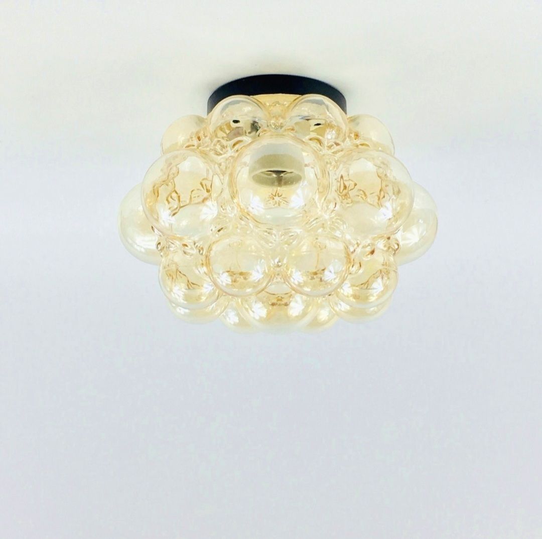 Mid Century Amber Bubbelglas Plafondlamp Van Helena Tynell Voor Limburg, Duitsland, Jaren 1960/1970 photo furniture