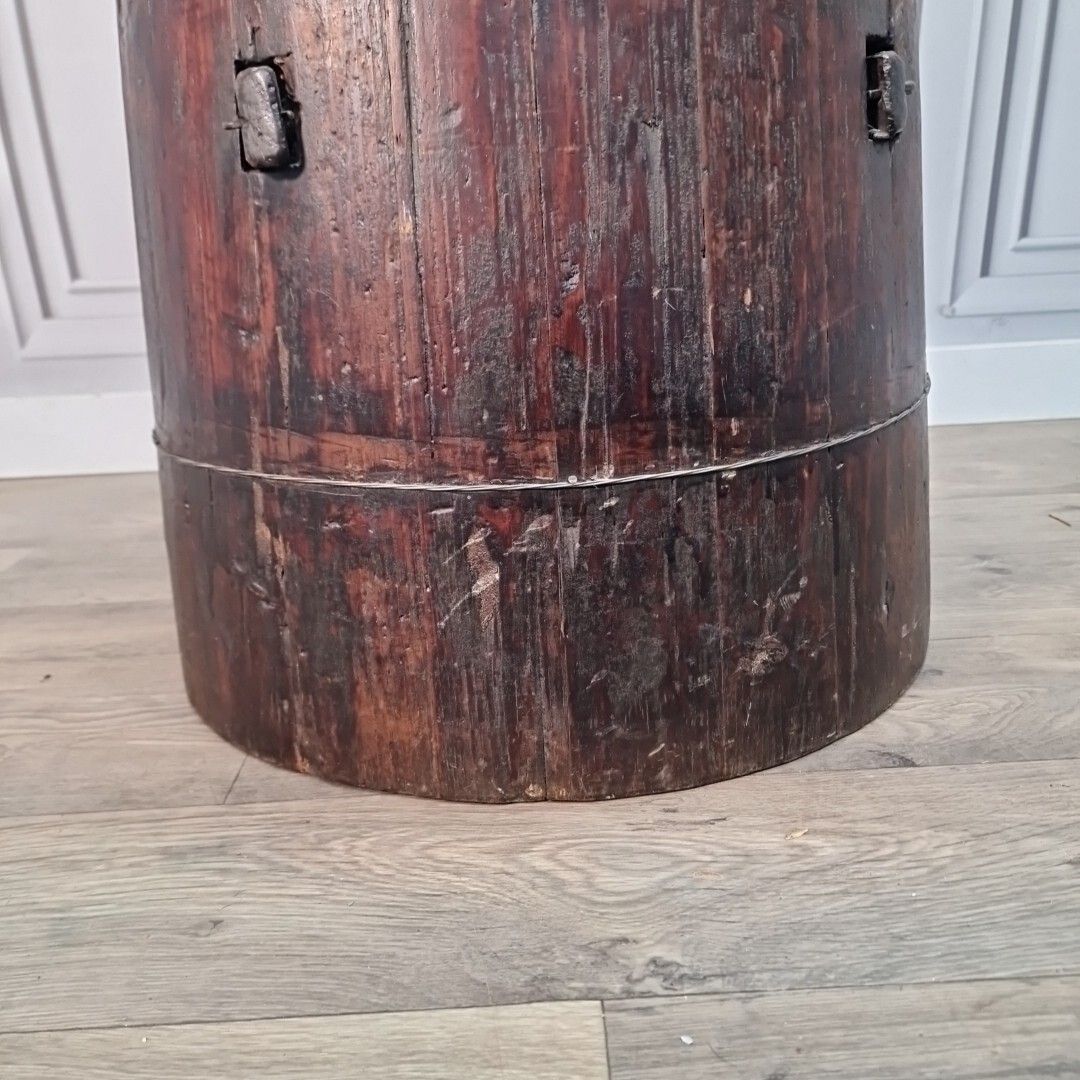 Home Decor Antique Solid Wood Butter Barrel Plant Stick Umbrella Stand Chinese Baby Warmer photo