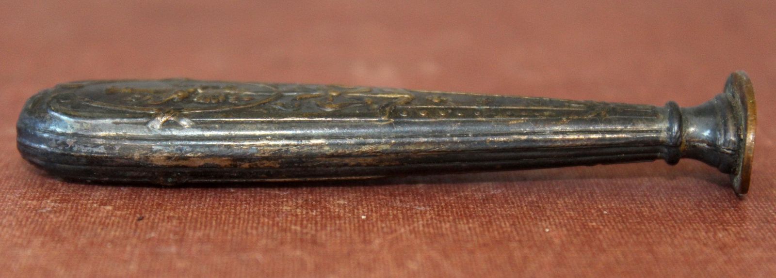 Antique Art Nouveau 19th Century Silver Plate Wax Seal Stamp, Mix Of Sealing Wax, Initial Engraved Gb, Desk Seal, Correspondence, Victorian photo buy