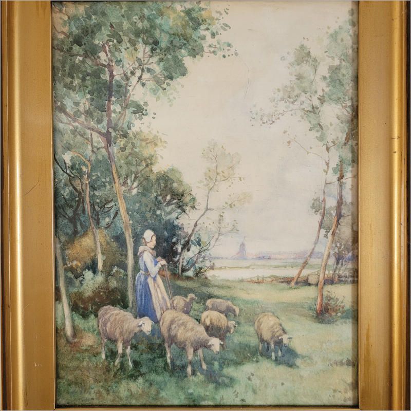 Pair Of Watercolours By Jr Miller Glasgow Artist photo vintage