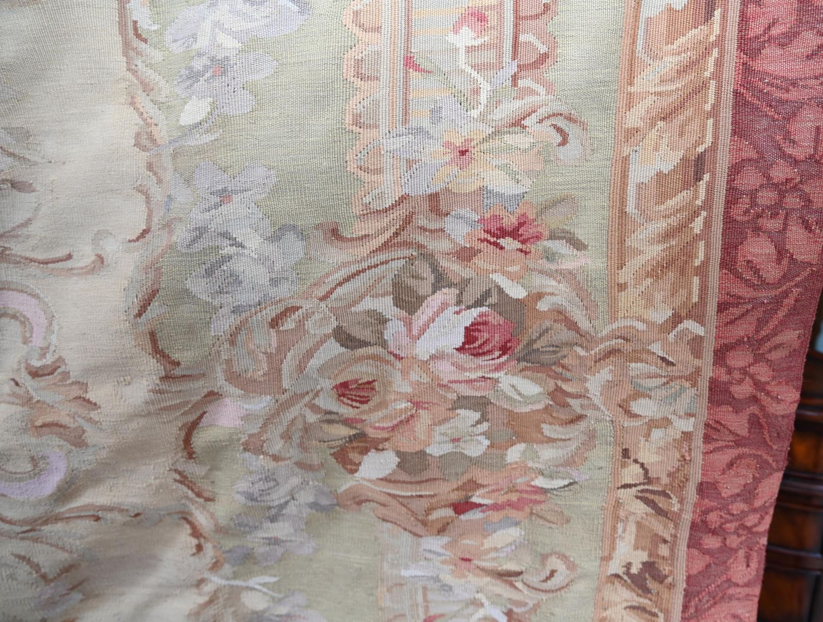 1850.0 Large French Floral Tapestry Abusson 8 Ft 262 Cm photo