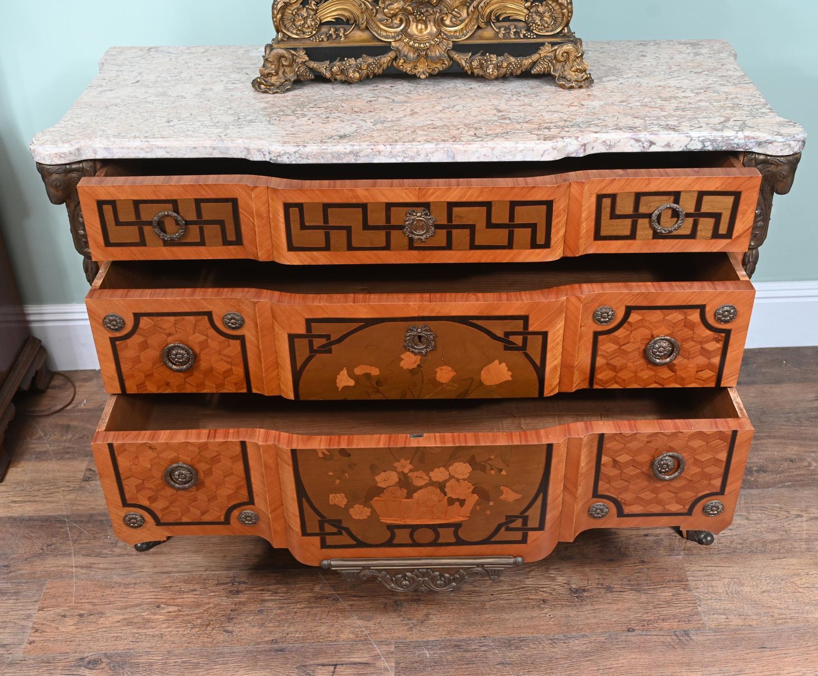 photo for sale Louis XV Commode Chest Marquetry Inlay 1880