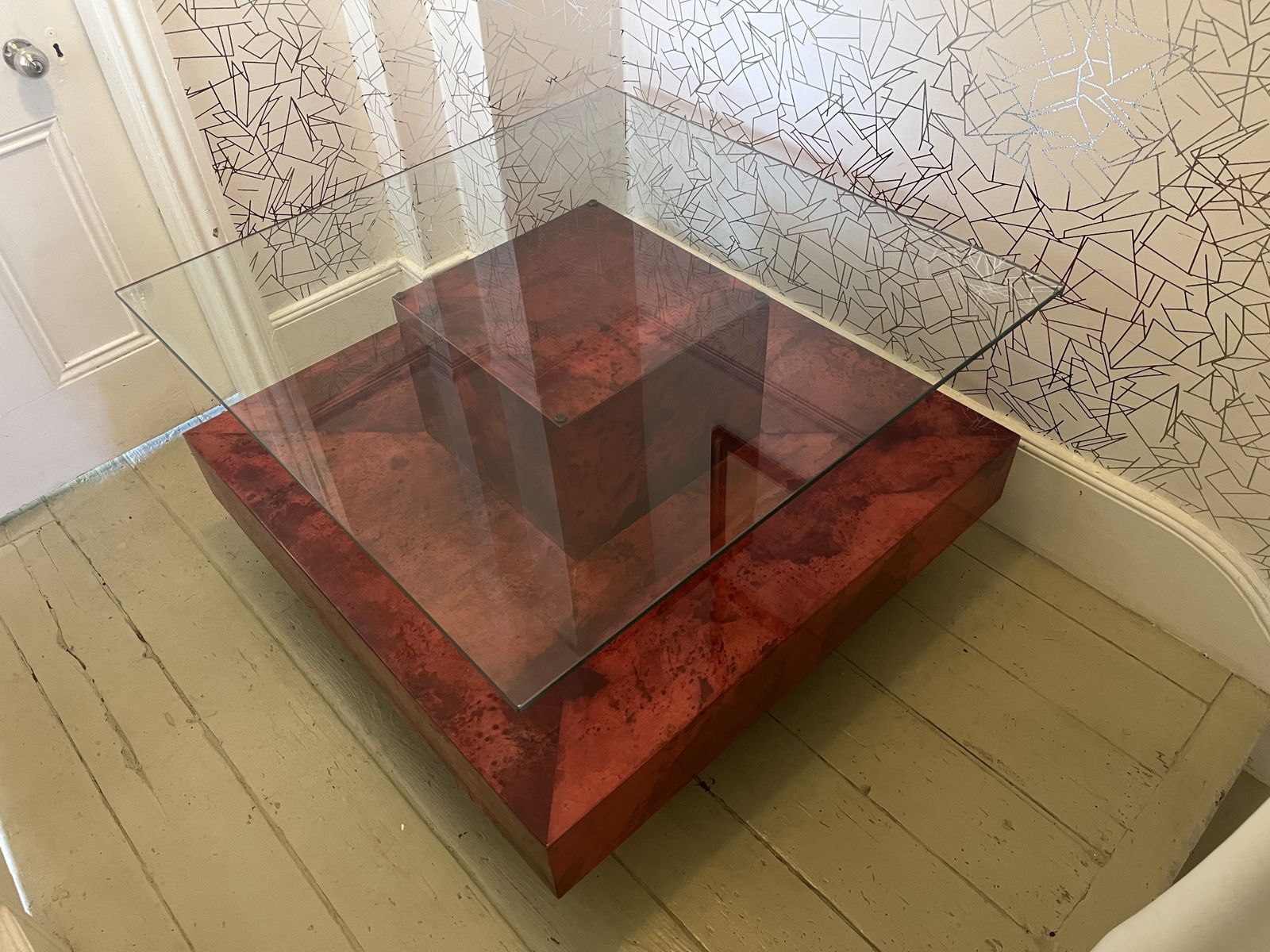 Stunning Red Parchment Centre Coffee Table C1960 By Aldo Tura