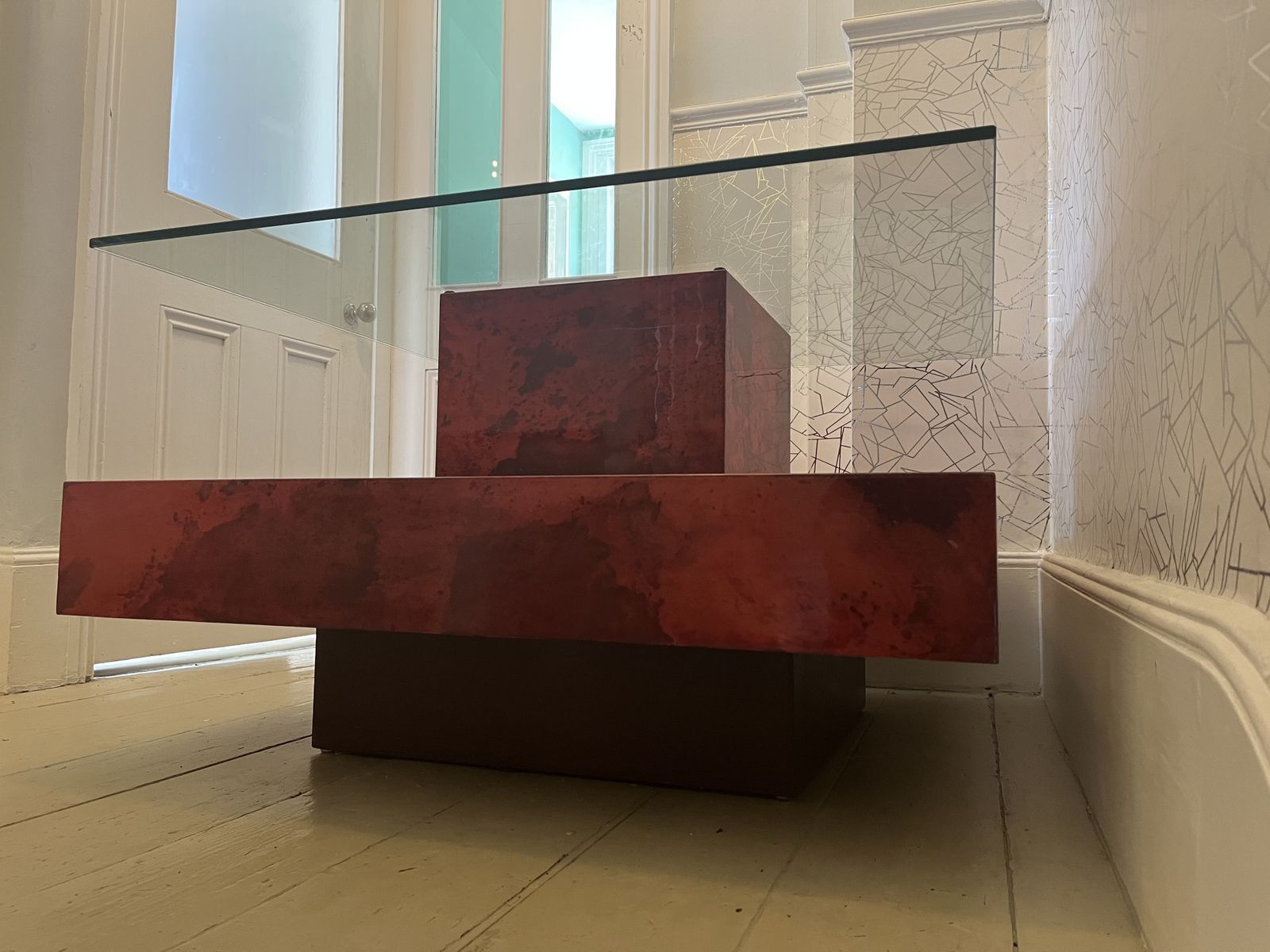 Stunning Red Parchment Centre Coffee Table C1960 By Aldo Tura photo vintage