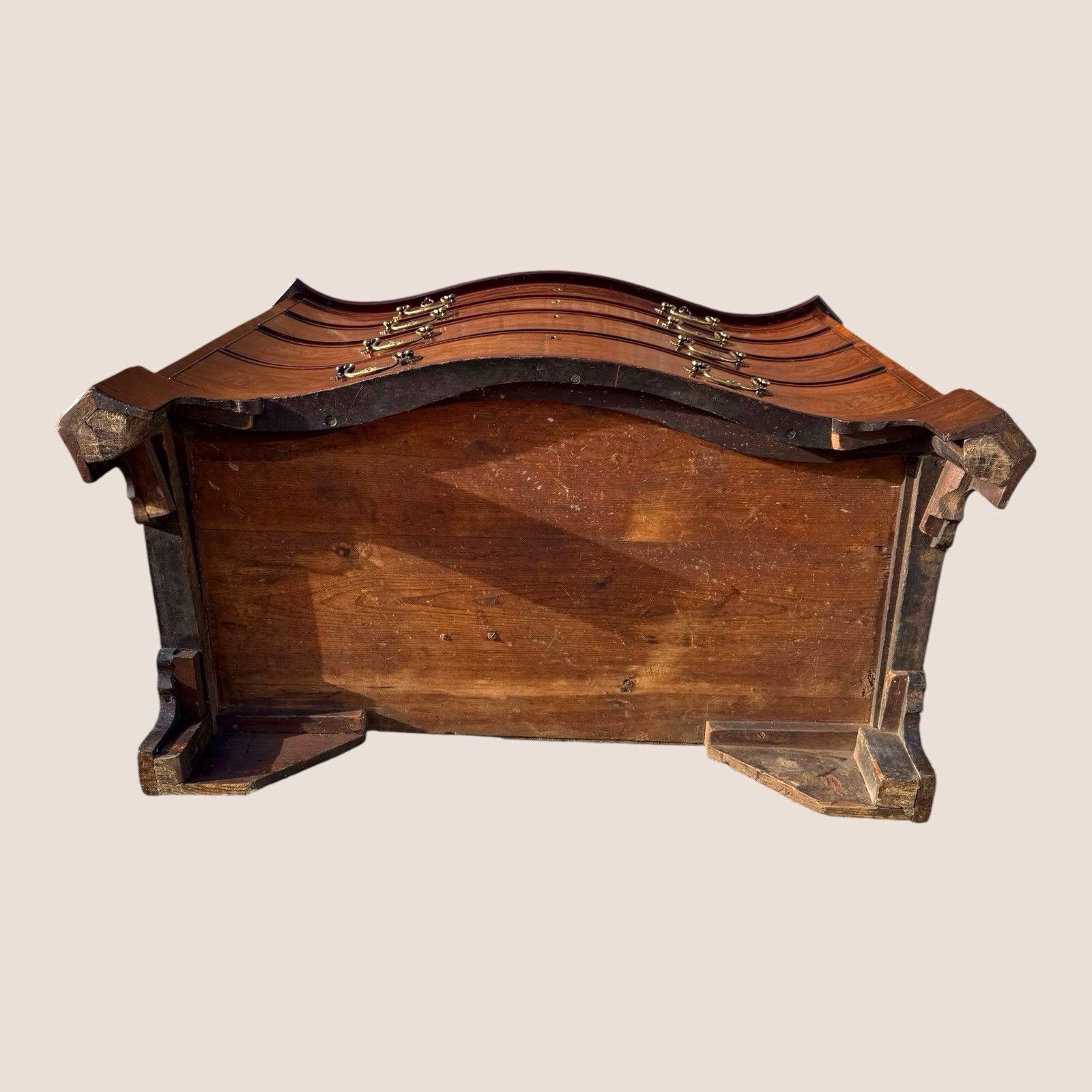 photo vinterior Antique Georgian 1760 Mahogany Serpentine Chest Of Drawers Writing Brush & Slide