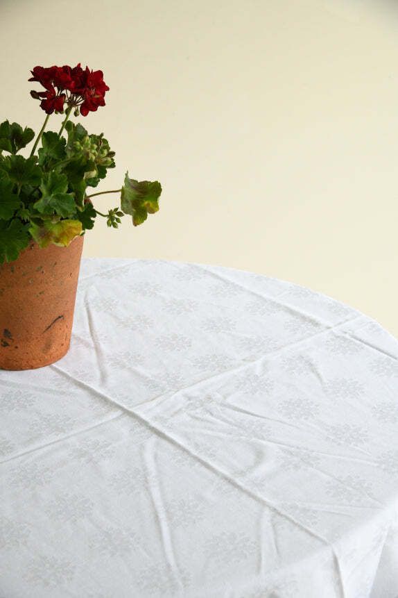 photo for sale Vintage Square White Linen Tablecloth