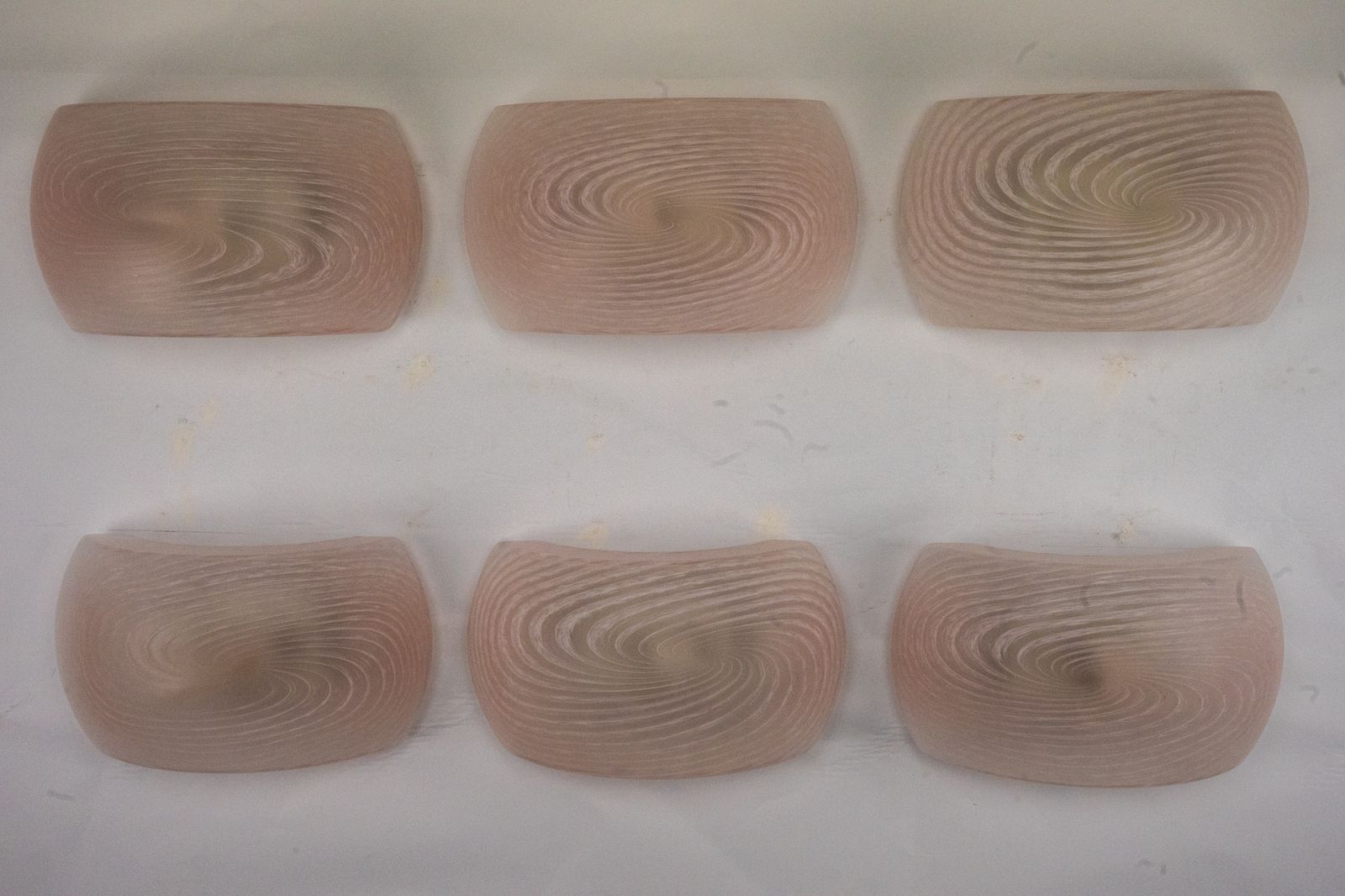 Lighting Set Of Six Pink Murano Glass Sconces. Italy 1970s photo