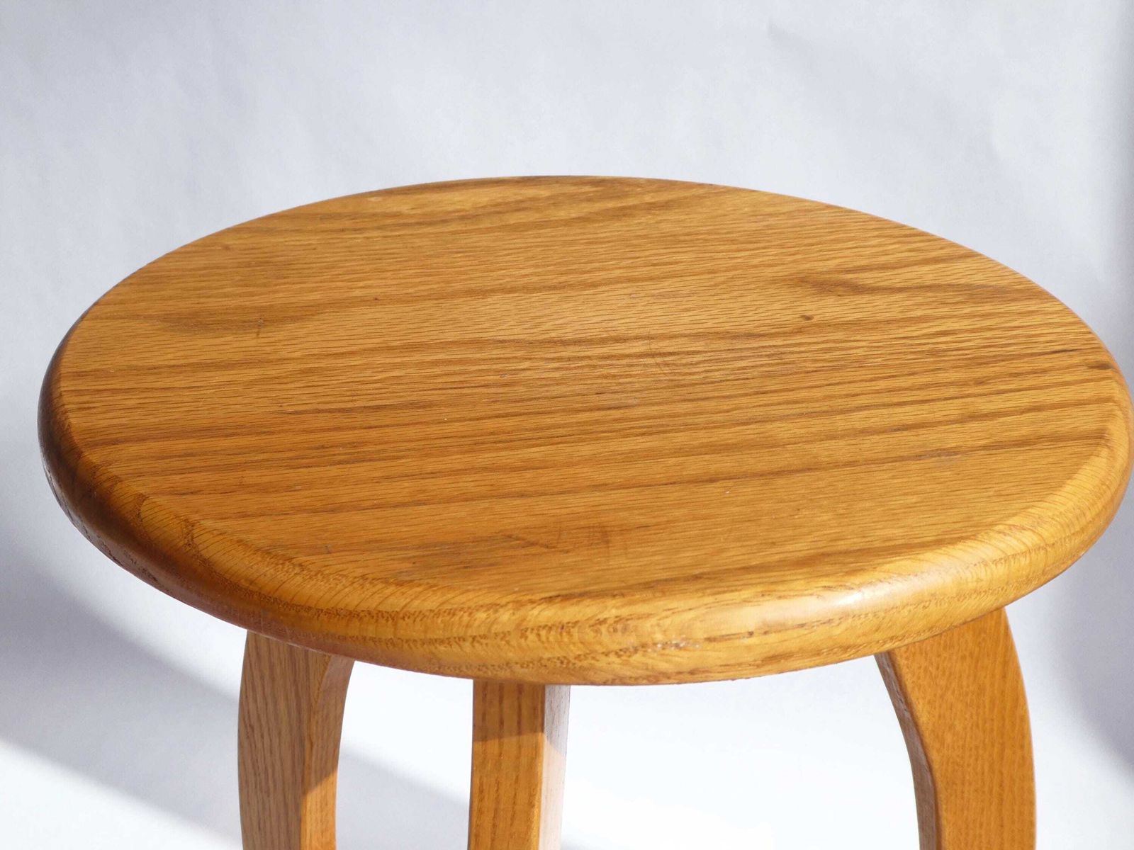 Wooden Amsterdam School Tripod Pedestal, Two Tiered Oak Plant Stand, Vintage Side Table photo Furniture