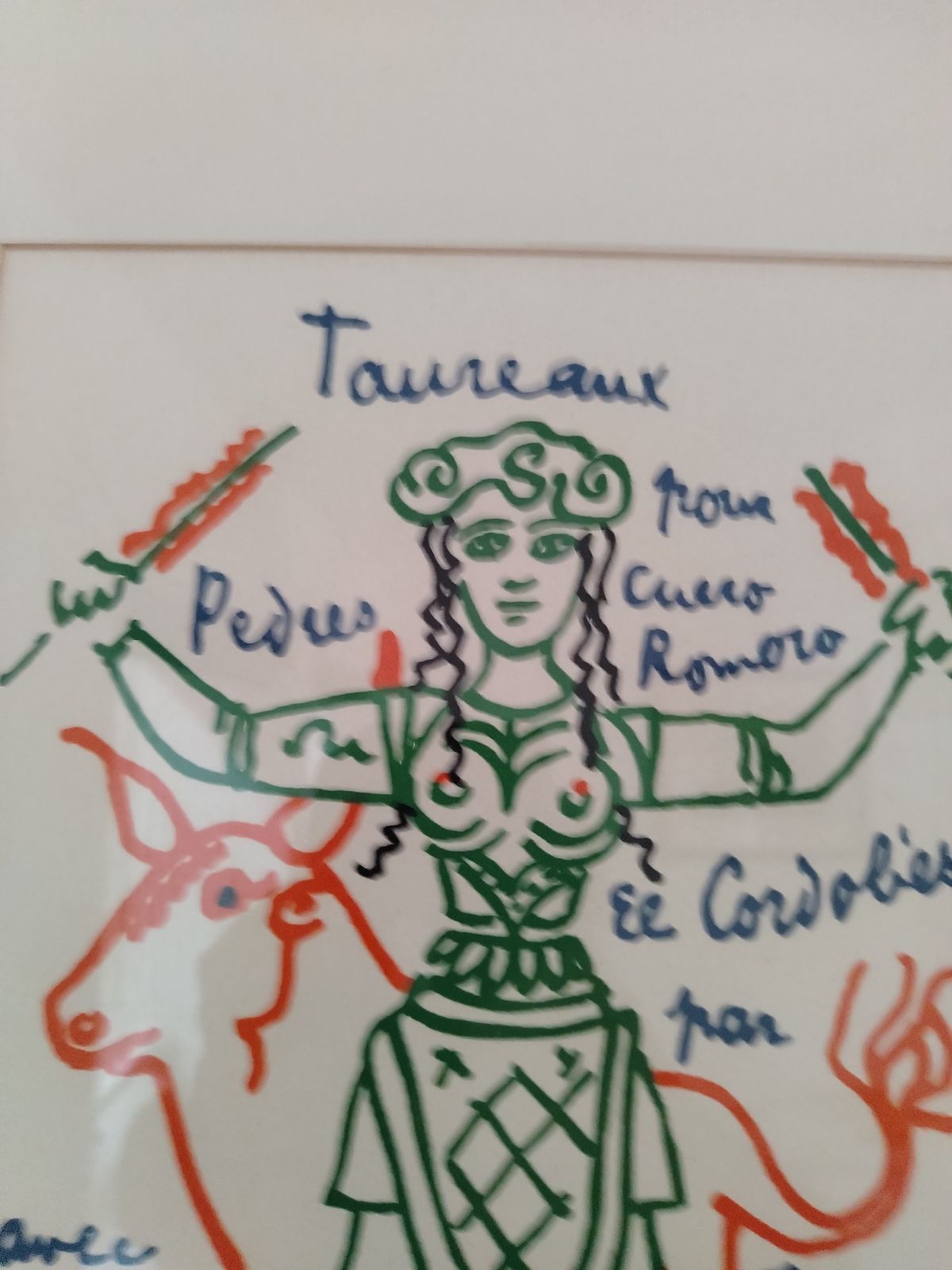 photo furniture Original Lithograph “Bulls” Trinckvel  1965 By Jean Cocteau Limited Edition Of 200