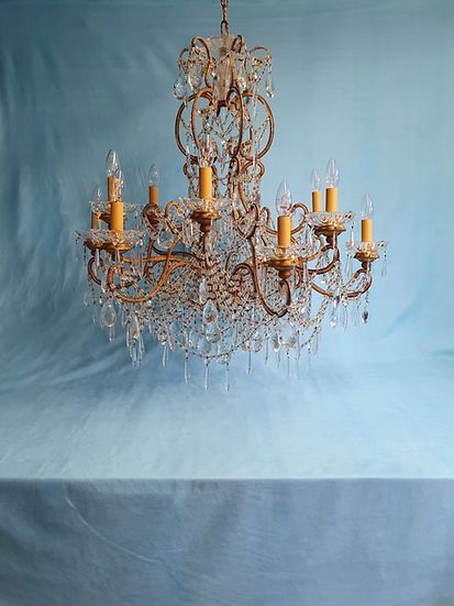 Large Impressivlarge Impressive Chandelier 12 With Gilt Arms Decorated In Cut Glass Cryste Chandelier 12 With Gilt Arms Decorated In Cut Glass Crystal photo furniture