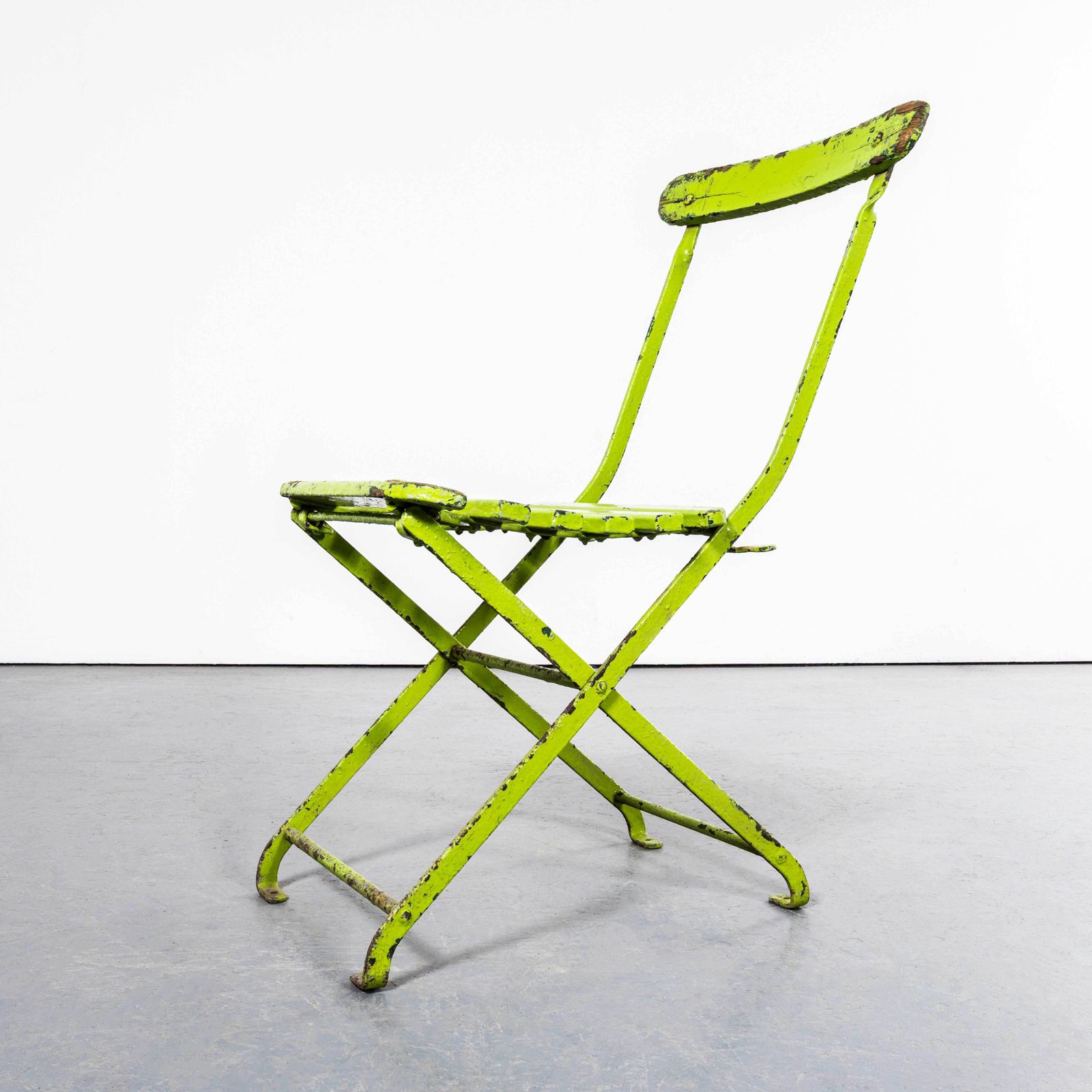 1950's Original English Pavilion Lime Green Folding Chairs   Set Of Four photo furniture