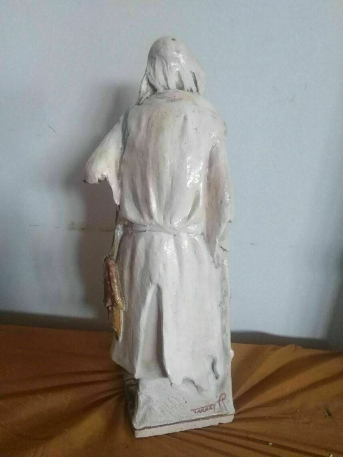 Large Old Pilgrim Terracotta Majolica Sculpture photo Home Decor