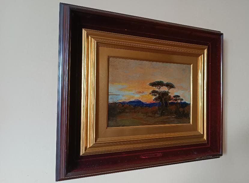 Antique Impressionist Oil Painting On Canvas Ettore Cumbo Borgia Late 19th Century ( photo for sale
