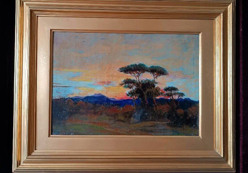 Antique Impressionist Oil Painting On Canvas Ettore Cumbo Borgia Late 19th Century ( photo Art