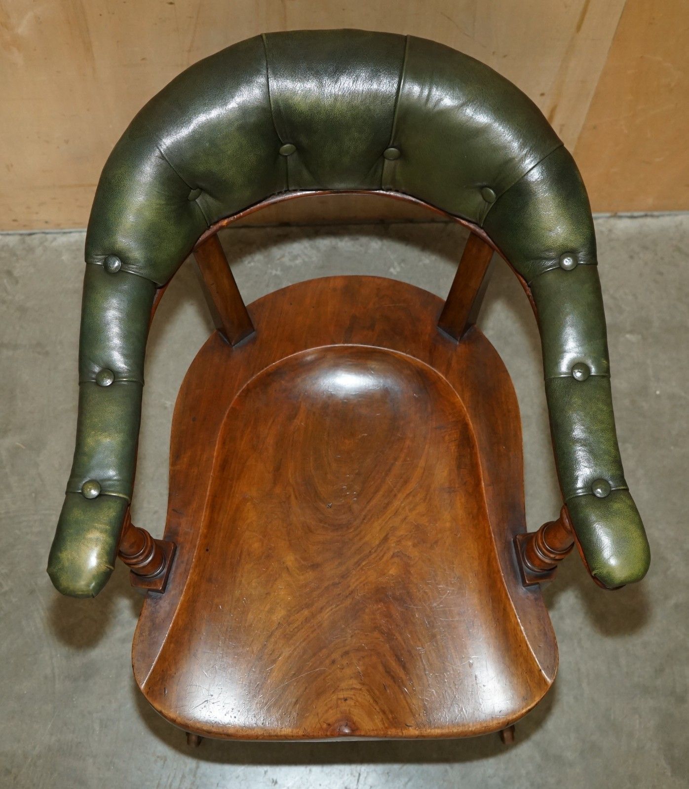 Scottish Antique Victorian 1880 Mahogany & Leather Chesterfield Captains Chair photo Furniture