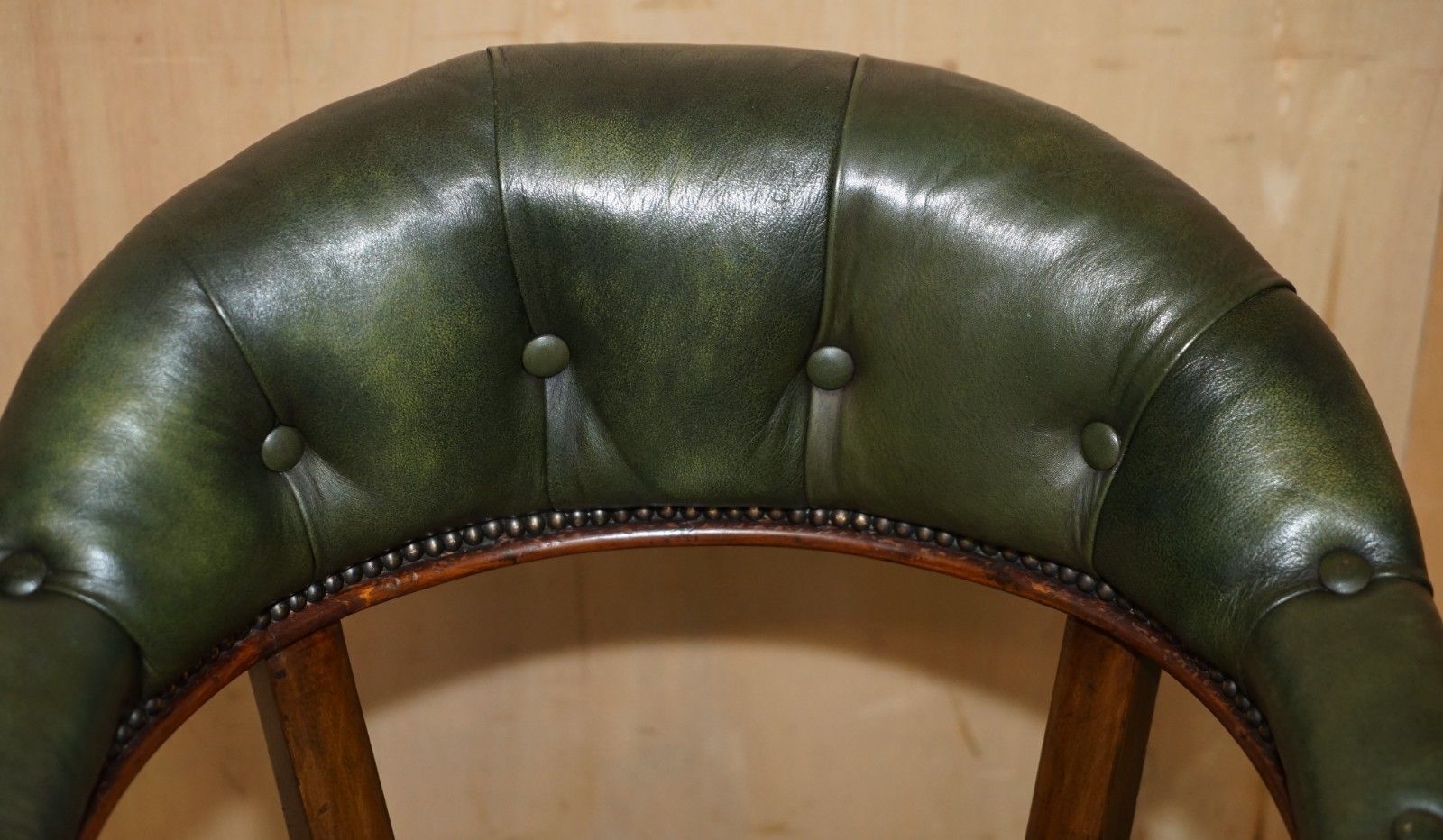 Scottish Antique Victorian 1880 Mahogany & Leather Chesterfield Captains Chair photo buy