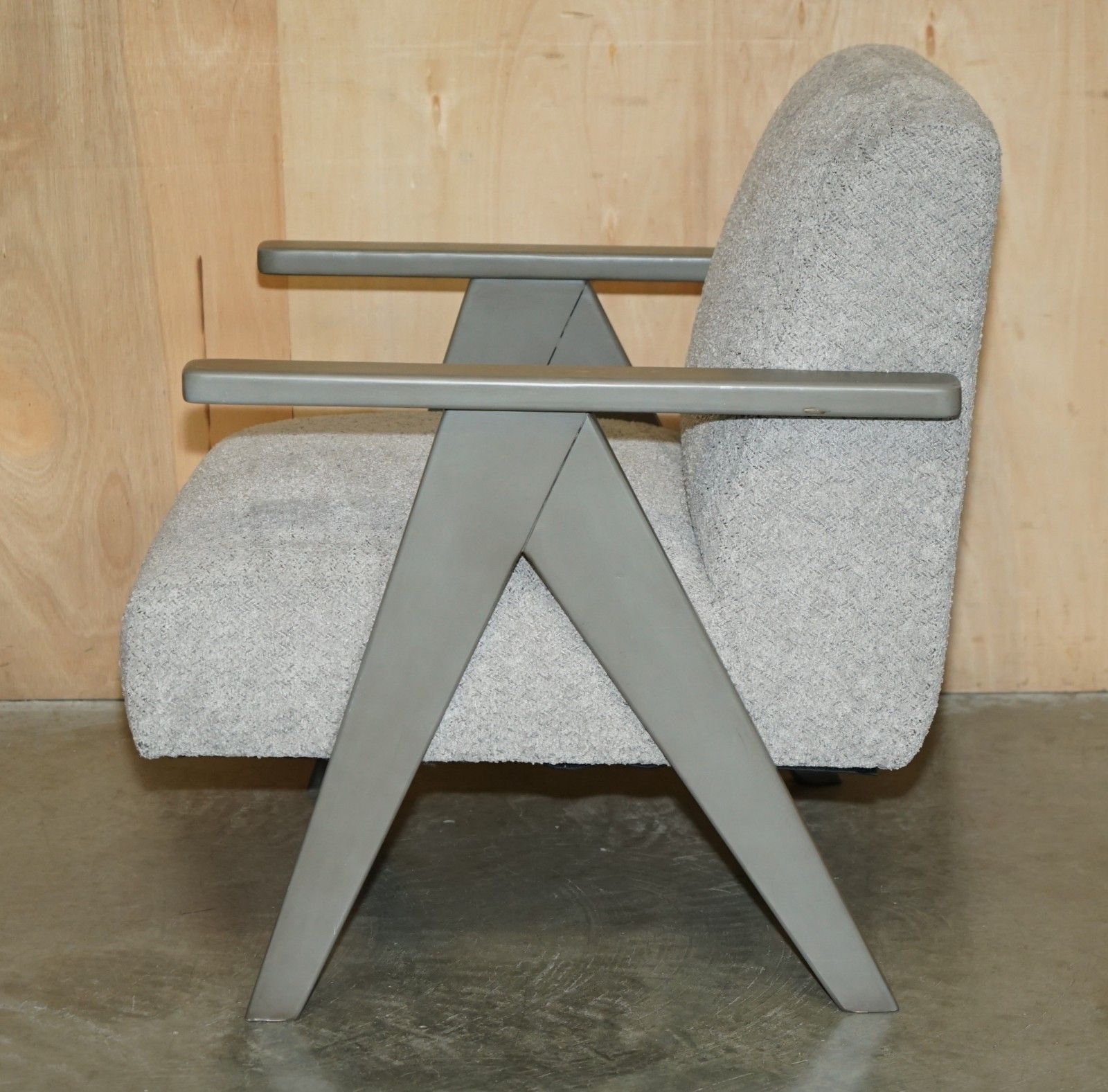 Furniture Pair Of Exdisplay Nordic Style Edgar Armchairs Beech Wood Frames Oatmeal Fabric photo