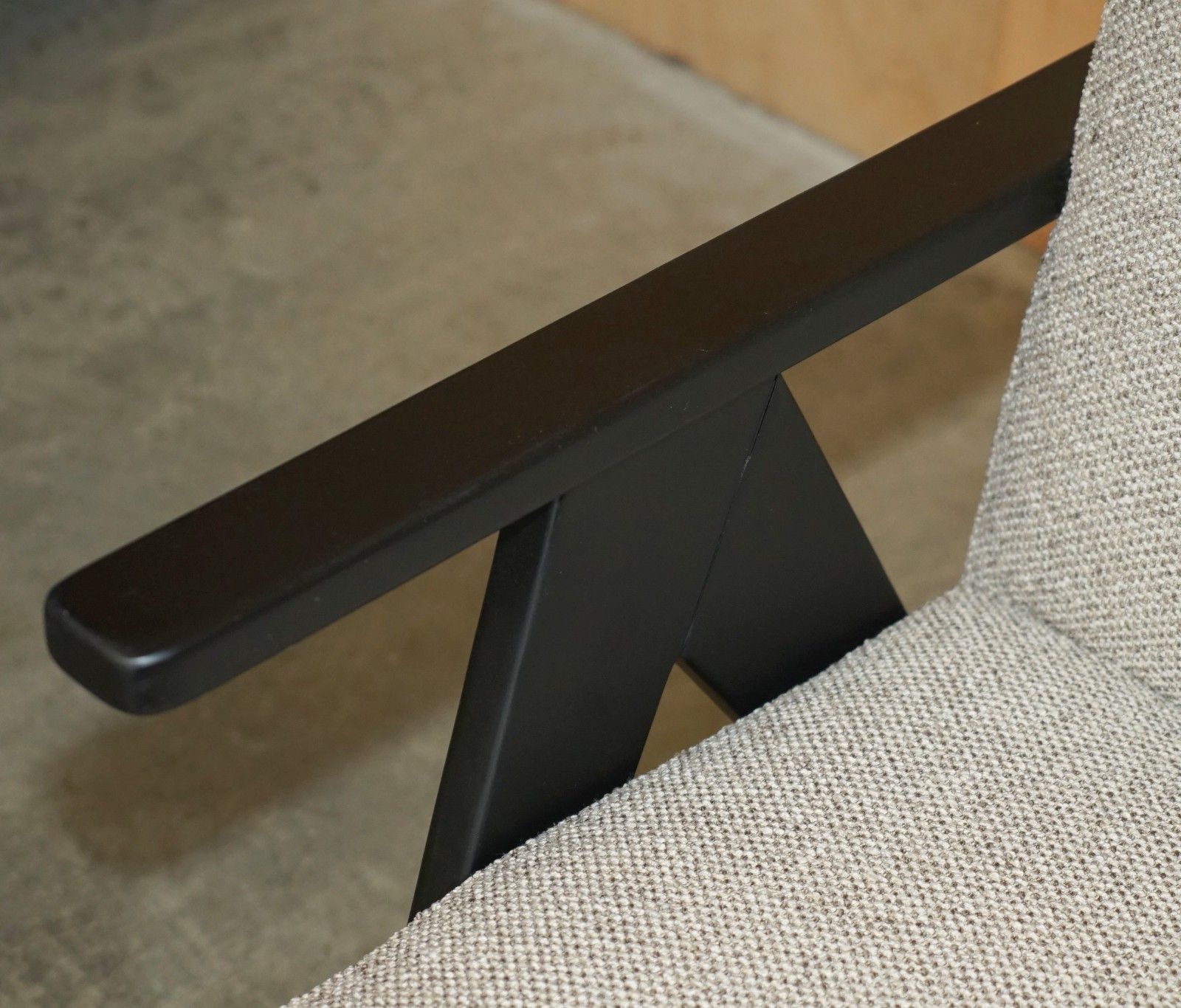 New Exdisplay Nordic Style Edgar Armchair With Beech Wood Frame & Oatmeal Fabric photo buy