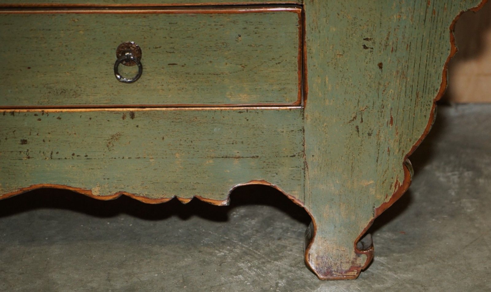 Vintage Green Painted & Lacquered Oriental Low Sideboard Window Seat Media Stand photo buy