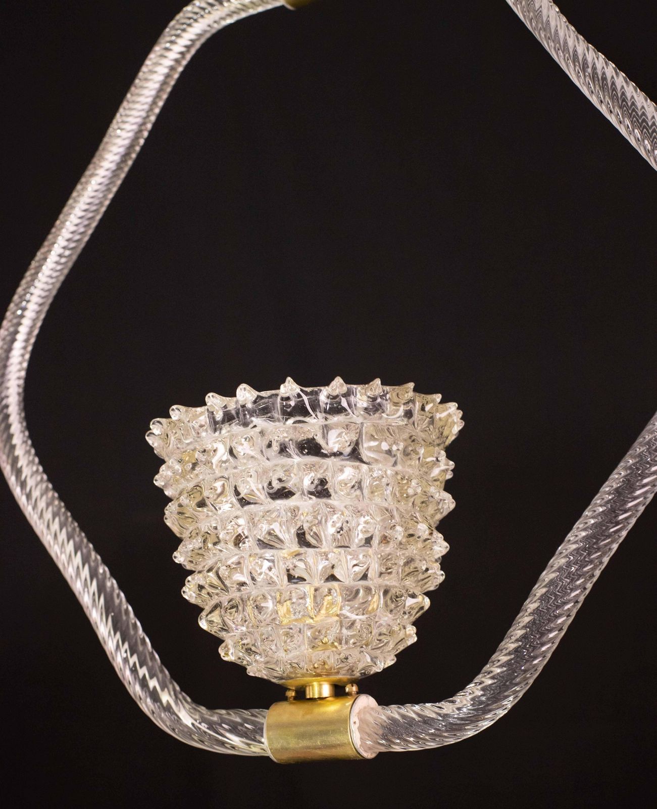 photo for sale Charming Clear Rostrato Murano Glass Chandelier By Barovier & Toso, 1940s