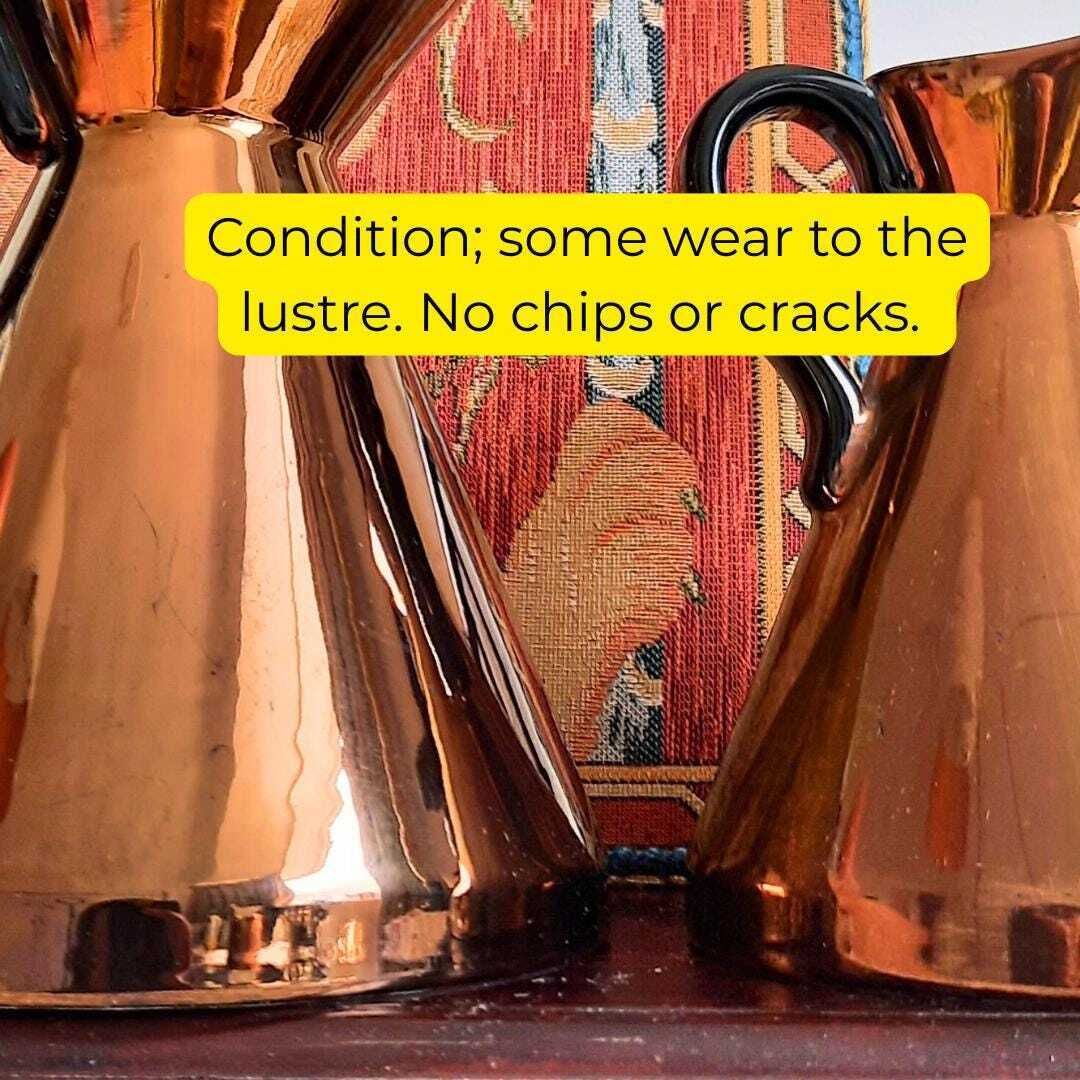 Mid Century Beswick Pottery Copper Lustre Jugs Pair Shape 1553 1 And 2 Sizes 1950's. photo Home Decor